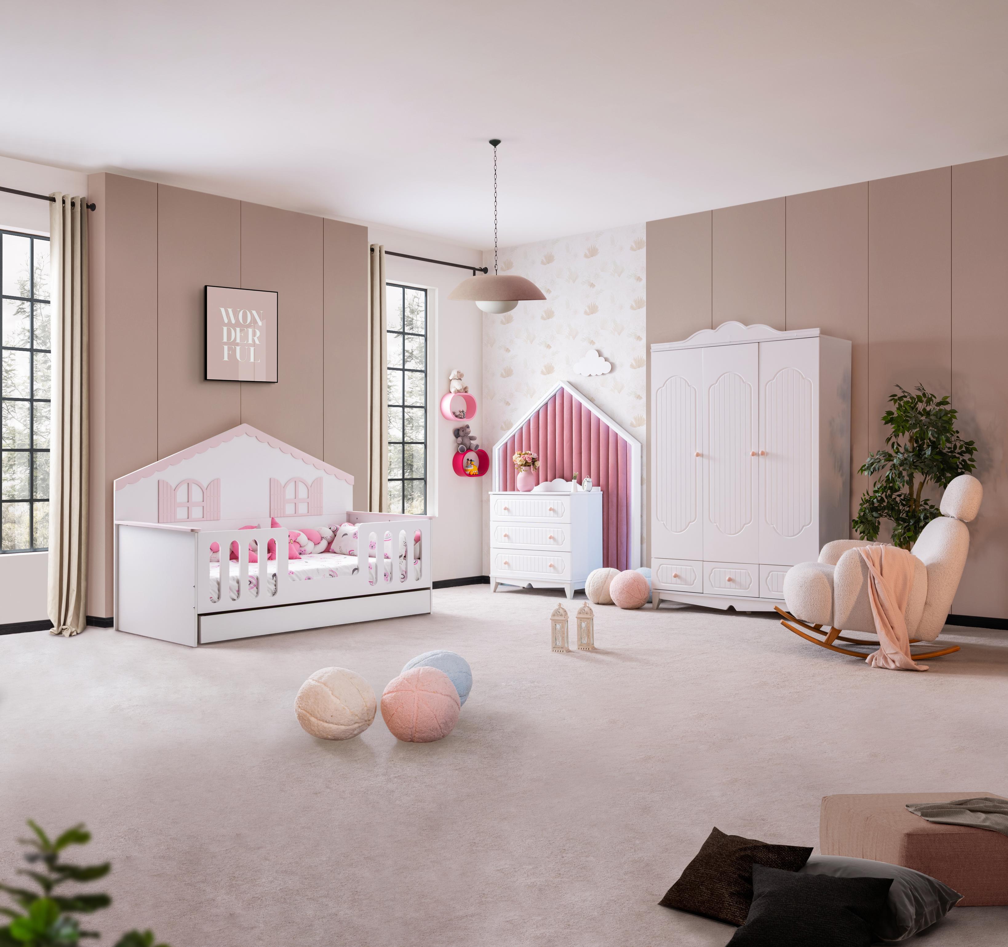 Dekorbizden Flower Pembe Montessöri Çocuk Odası Takımı