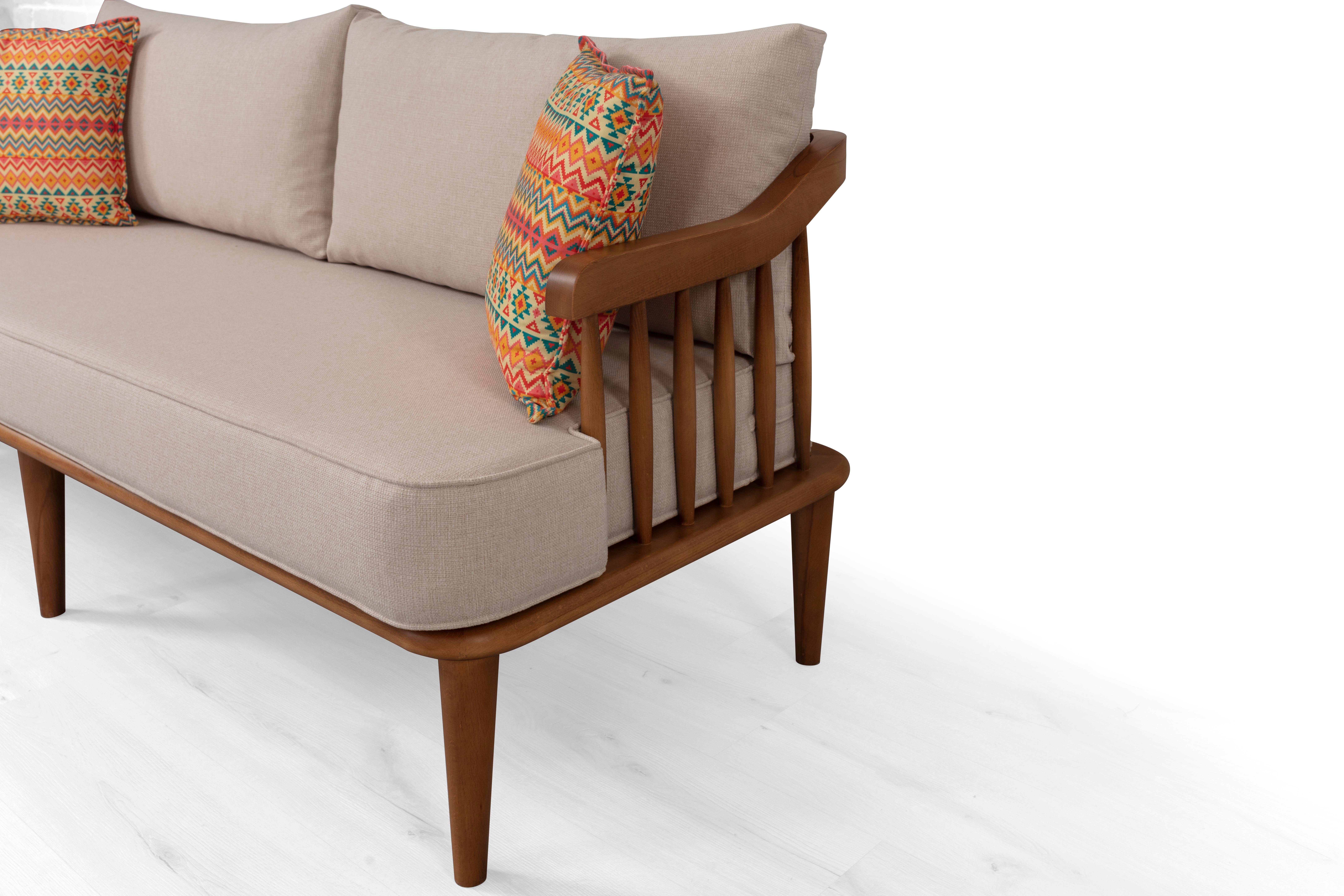 Dekorbizden İskandinav Minyatür Kayın İkili Koltuk