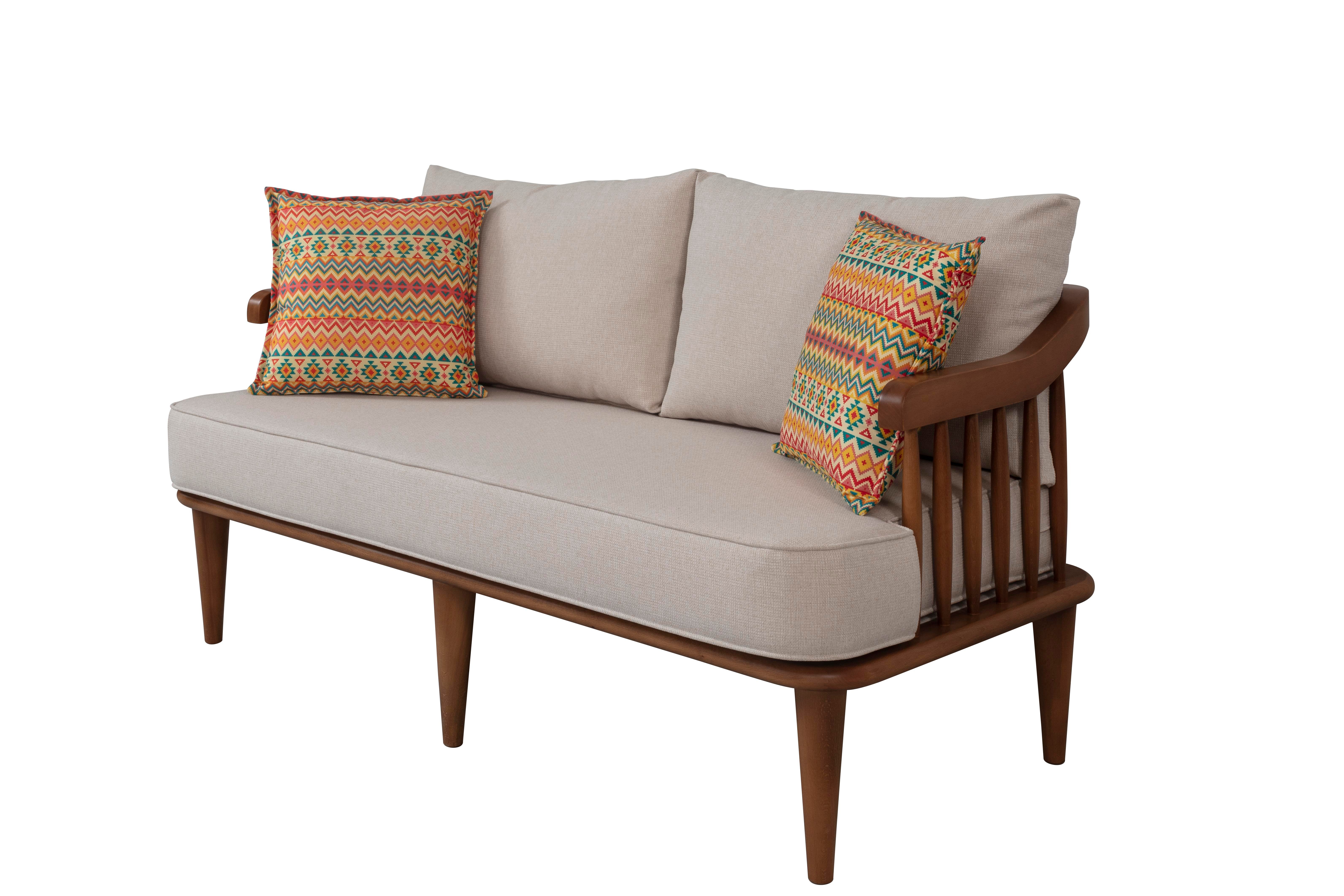 Dekorbizden İskandinav Minyatür Kayın İkili Koltuk