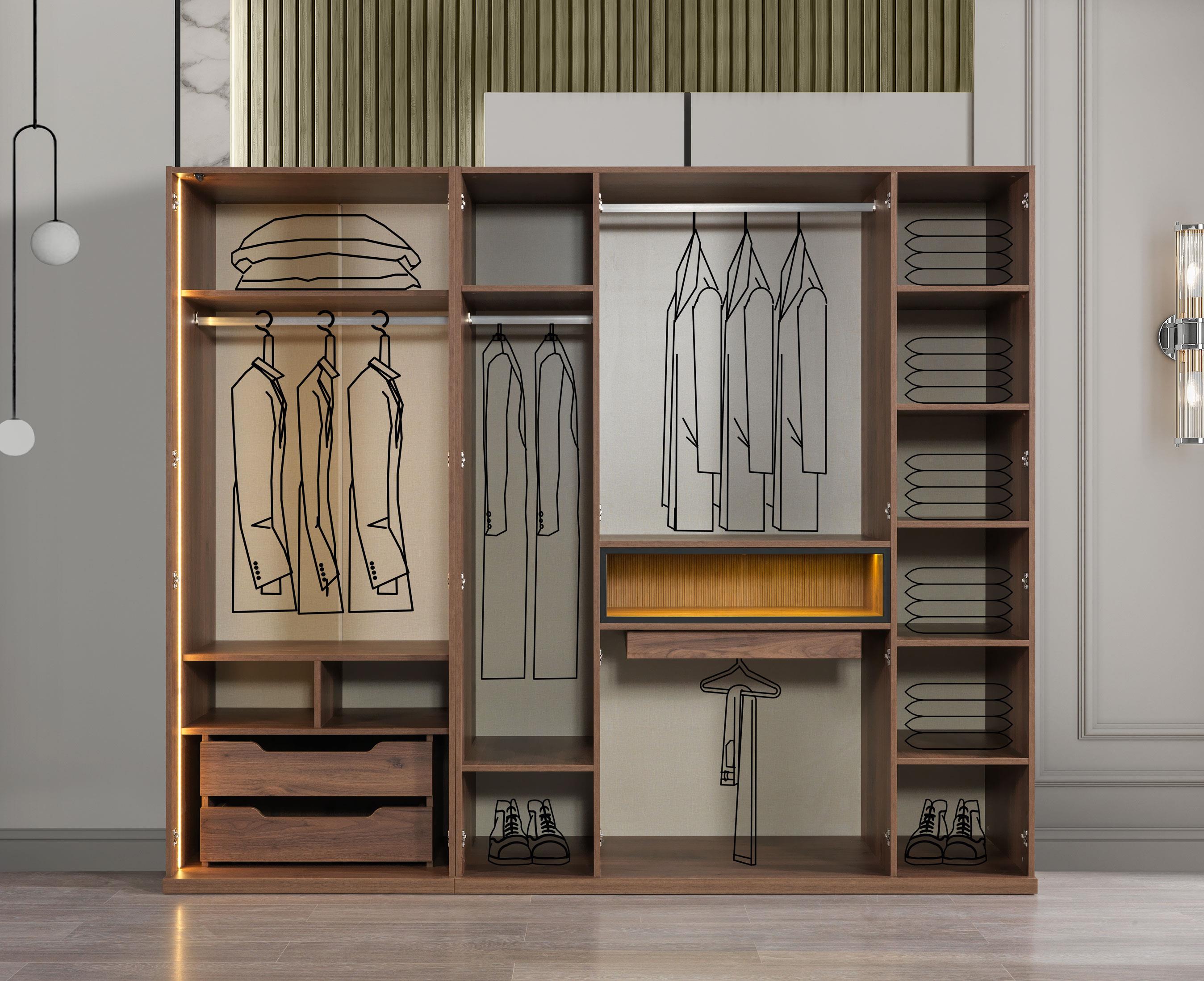 Dekorbizden Kaplan Yatak Odası Gardırop (6 Kapılı)