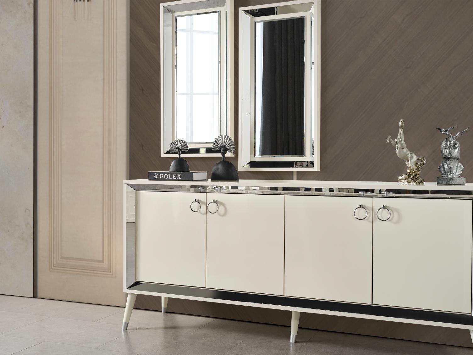 Dekorbizden Lotus Gümüş Yemek Odası Takımı 