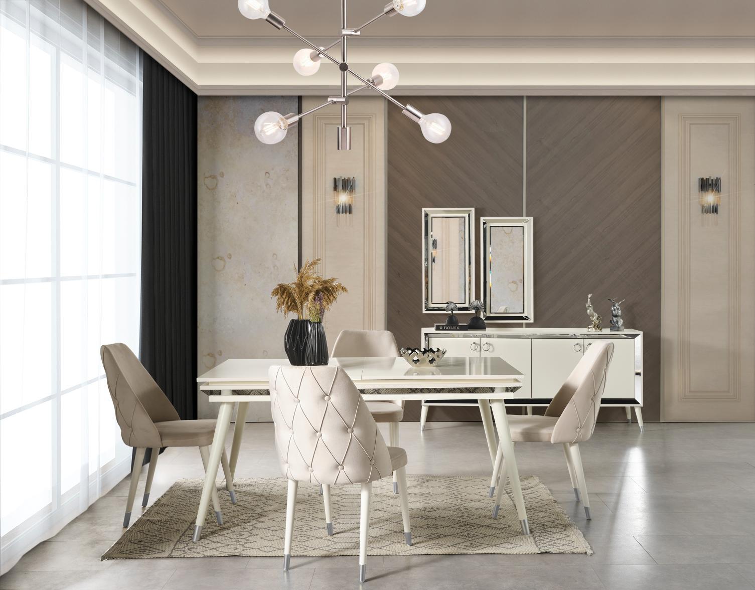 Dekorbizden Lotus Gümüş Yemek Odası Takımı 
