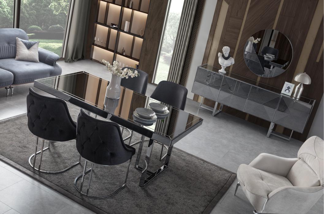 Dekorbizden Maserati Yemek Odası Takımı (Antrasit)