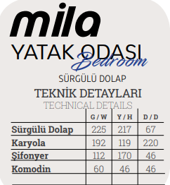 Dekorbizden Mila Yatak Odası Şifonyer