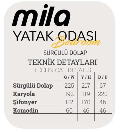 Dekorbizden Mila Yatak Odası Takımı (Sürgülü Dolaplı)