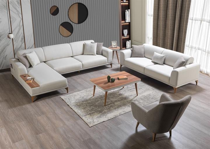 Dekorbizden Moda Köşe Koltuk Krem