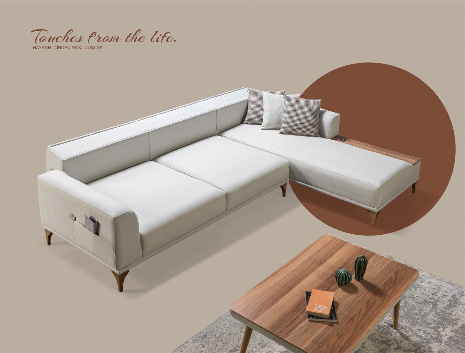 Dekorbizden Moda Köşe Koltuk Krem