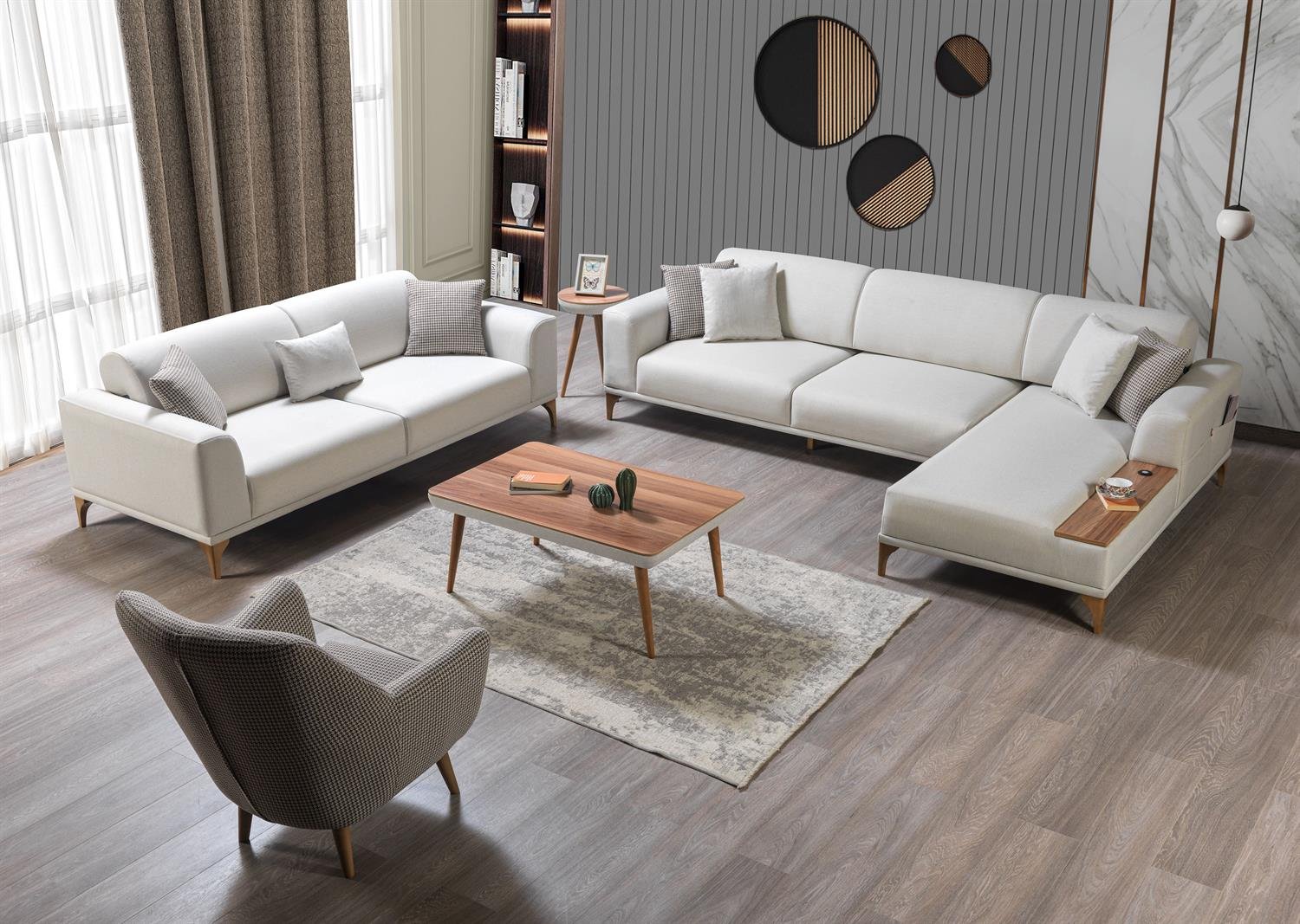 Dekorbizden Moda Köşe Koltuk Krem