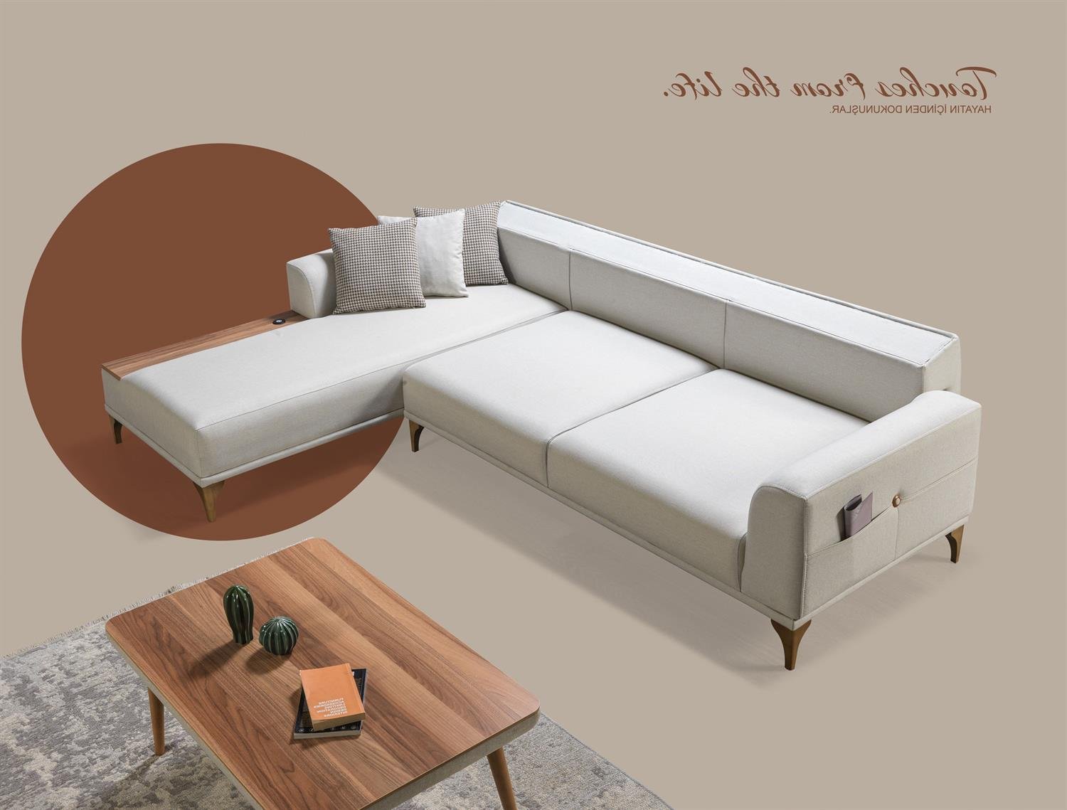 Dekorbizden Moda Köşe Koltuk Krem