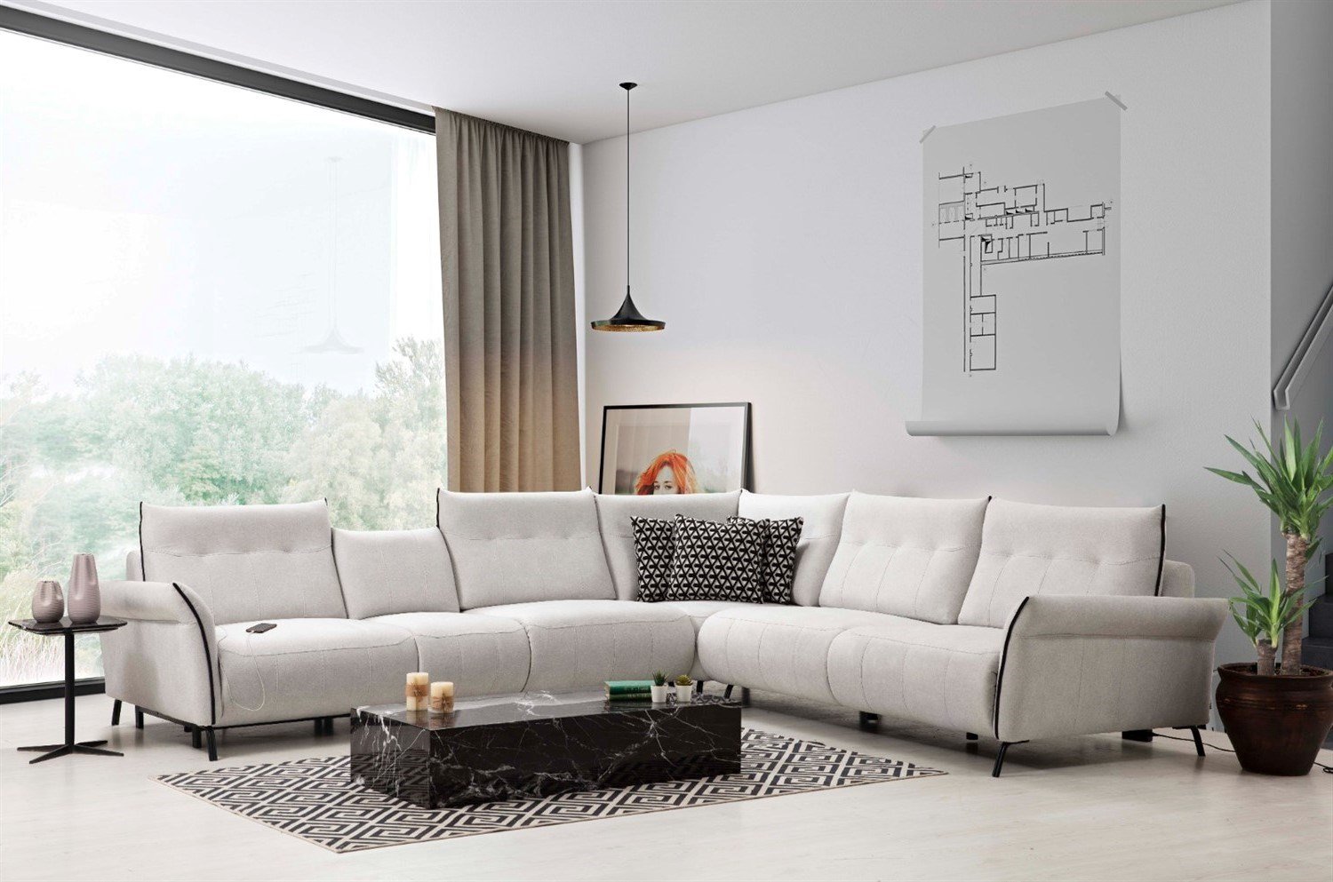 Dekorbizden Mozart Köşe Koltuk Takımı Ses Sistemli