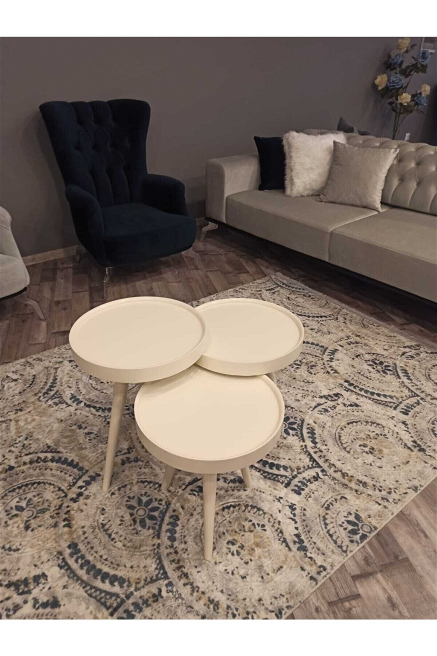 Dekorbizden Polen Ekru Zigon Sehpa