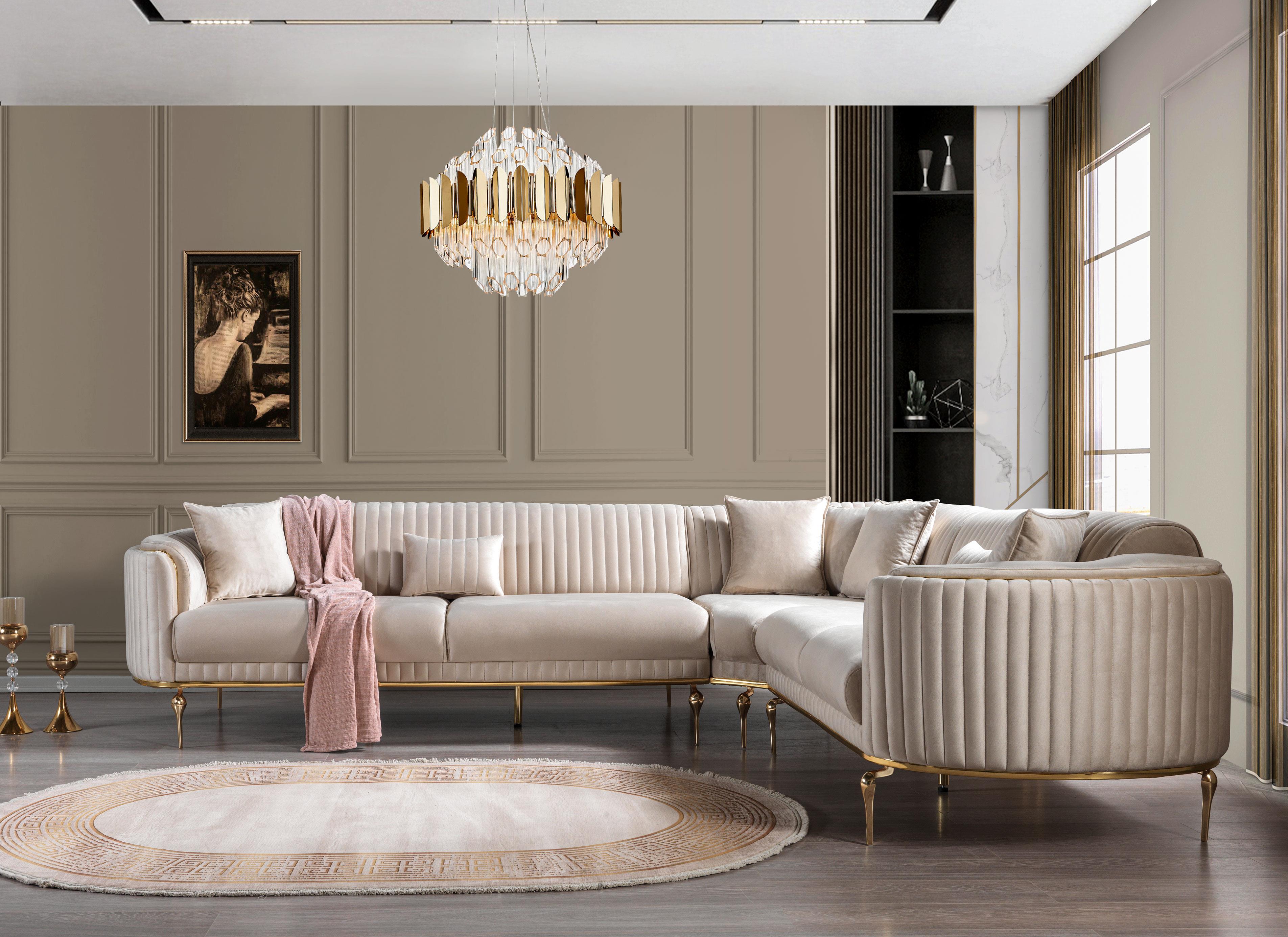 Dekorbizden Prestij Köşe Koltuk Krem