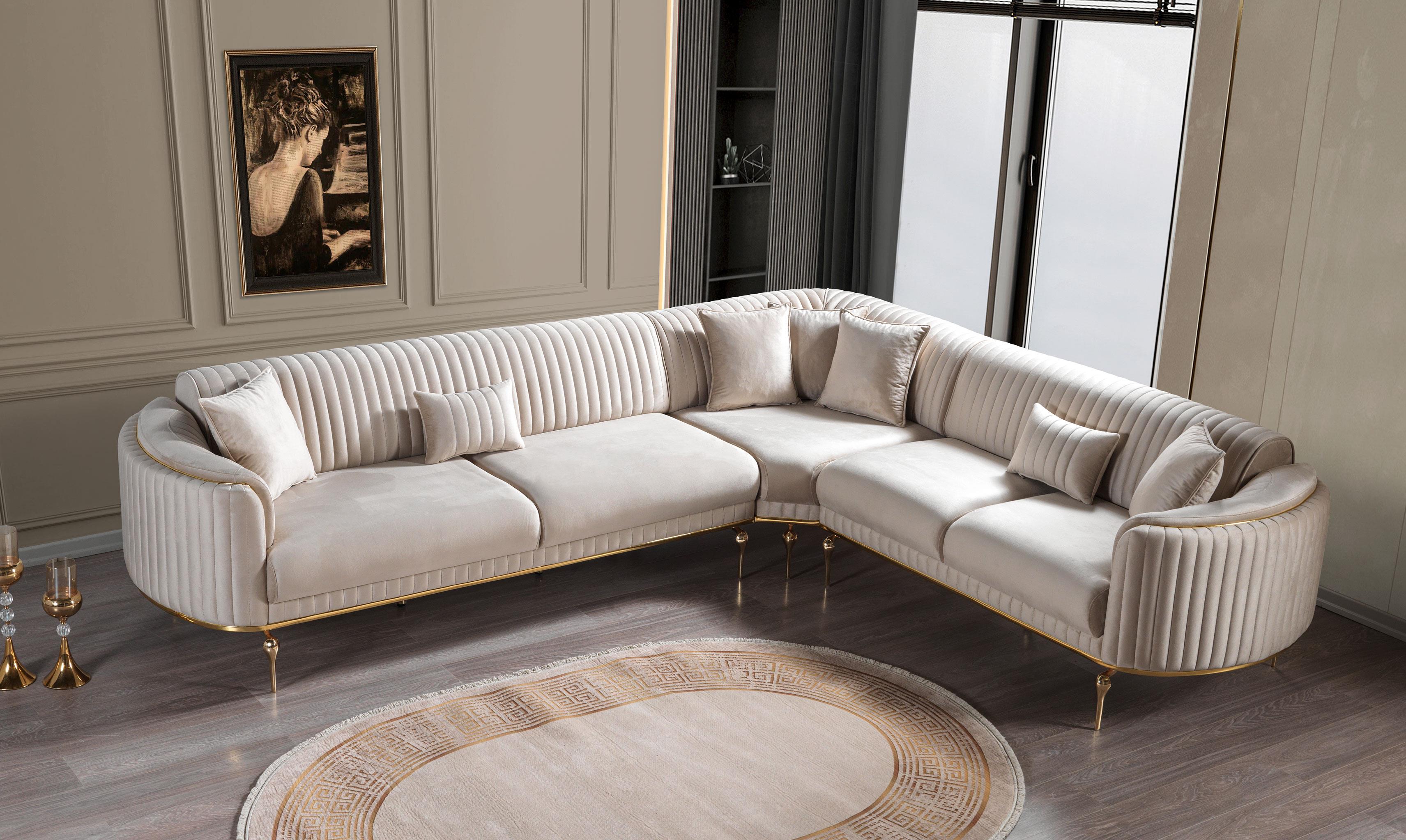 Dekorbizden Prestij Köşe Koltuk Krem