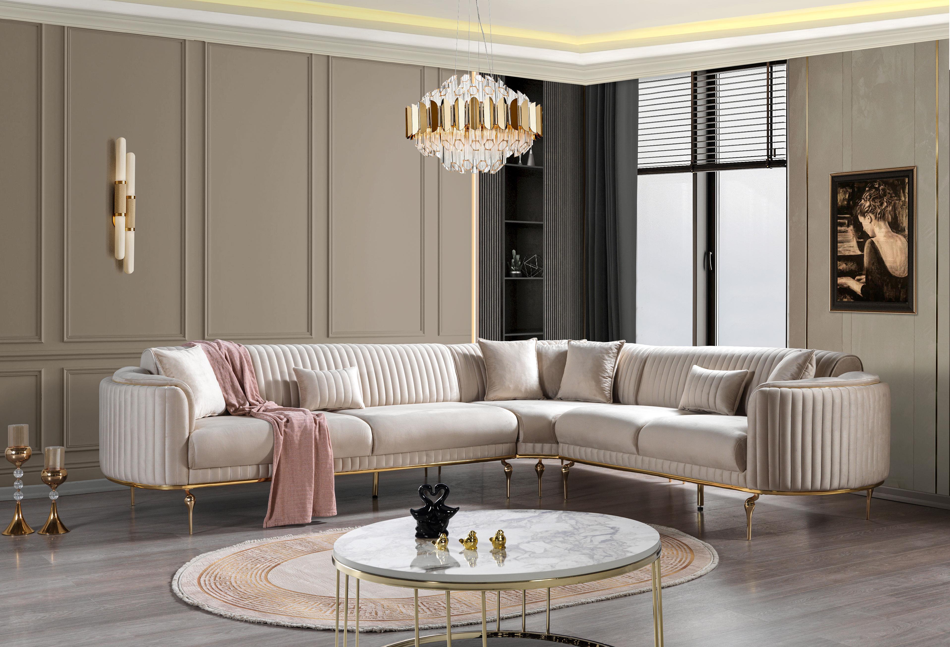 Dekorbizden Prestij Köşe Koltuk Krem