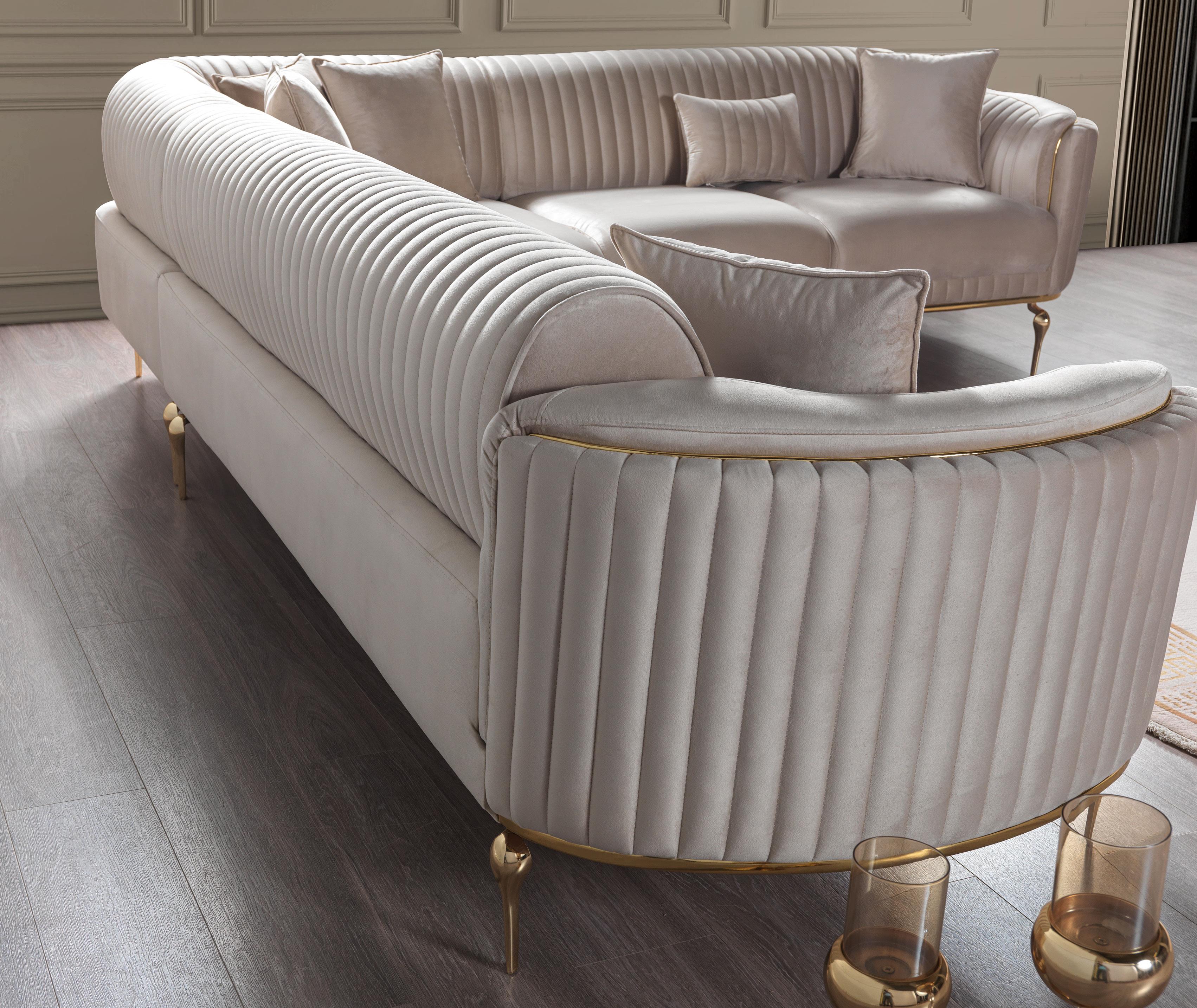 Dekorbizden Prestij Köşe Koltuk Krem