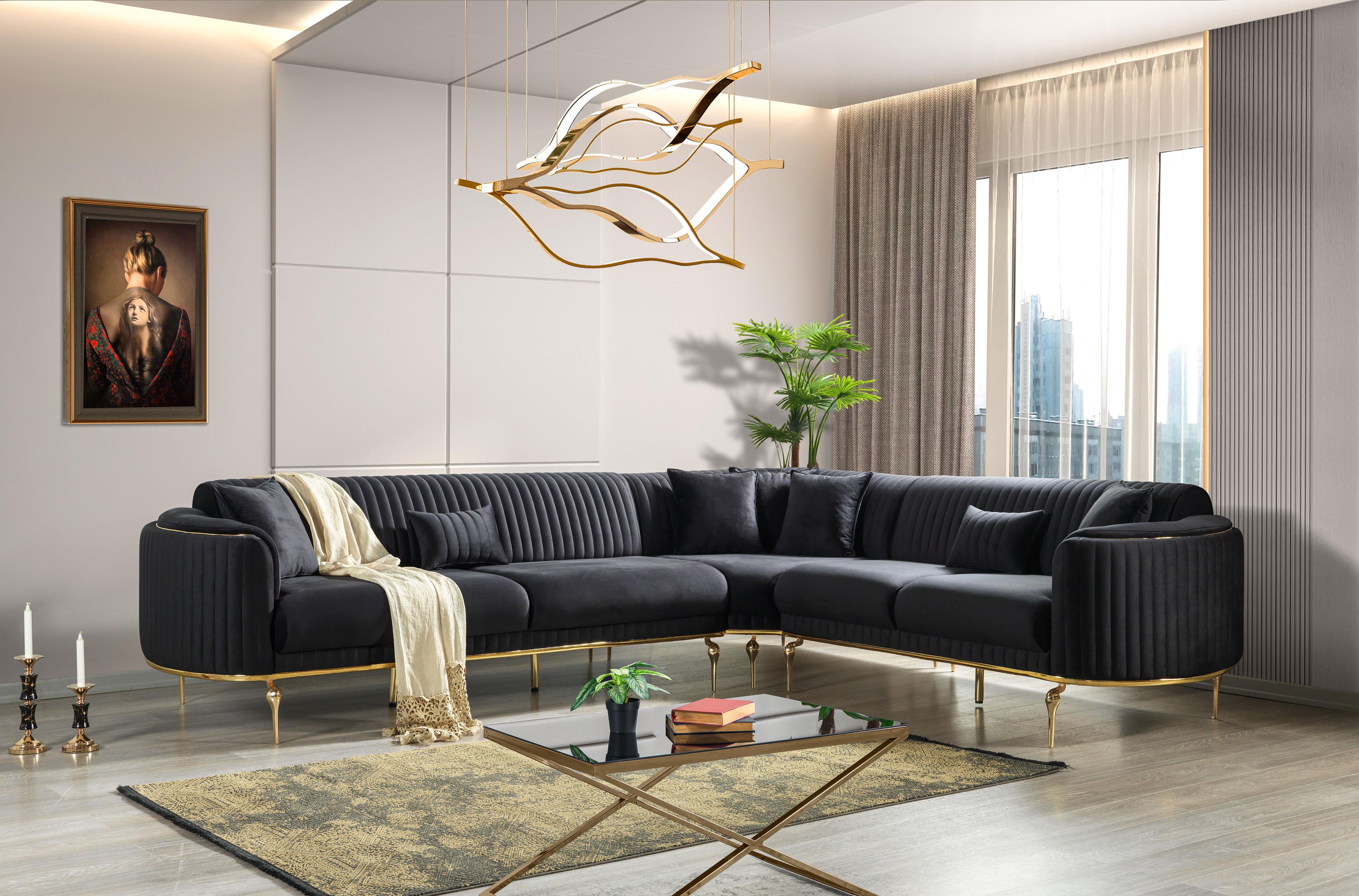 Dekorbizden Prestij Köşe Koltuk Siyah