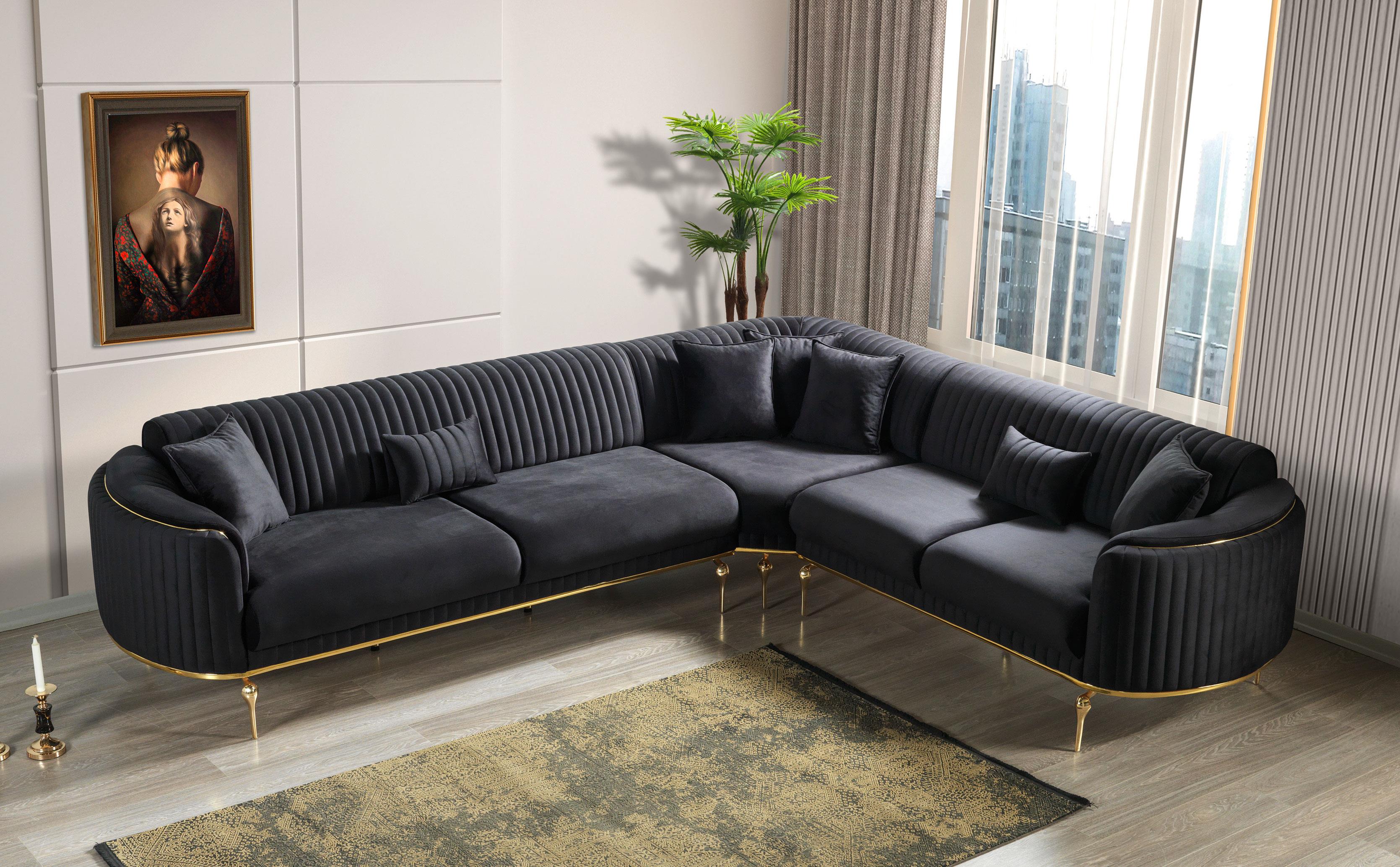 Dekorbizden Prestij Köşe Koltuk Siyah