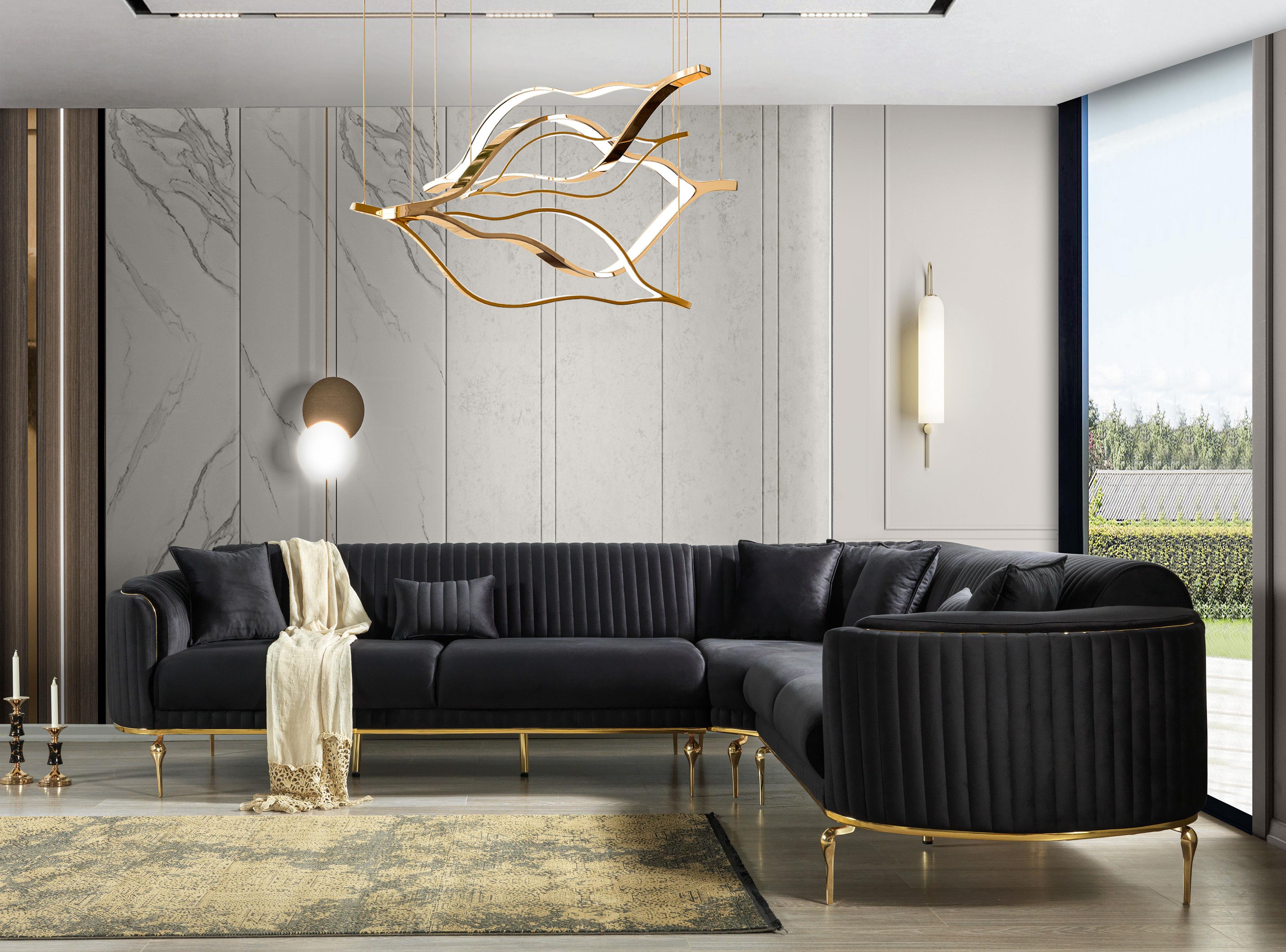 Dekorbizden Prestij Köşe Koltuk Siyah