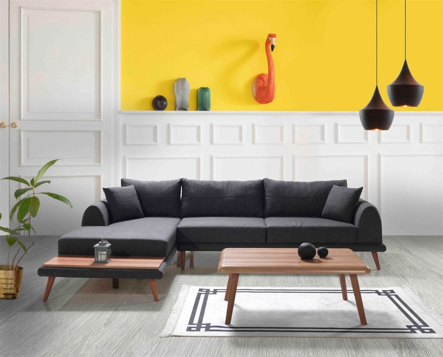 Dekorbizden Retro Köşe Koltuk Keten 47