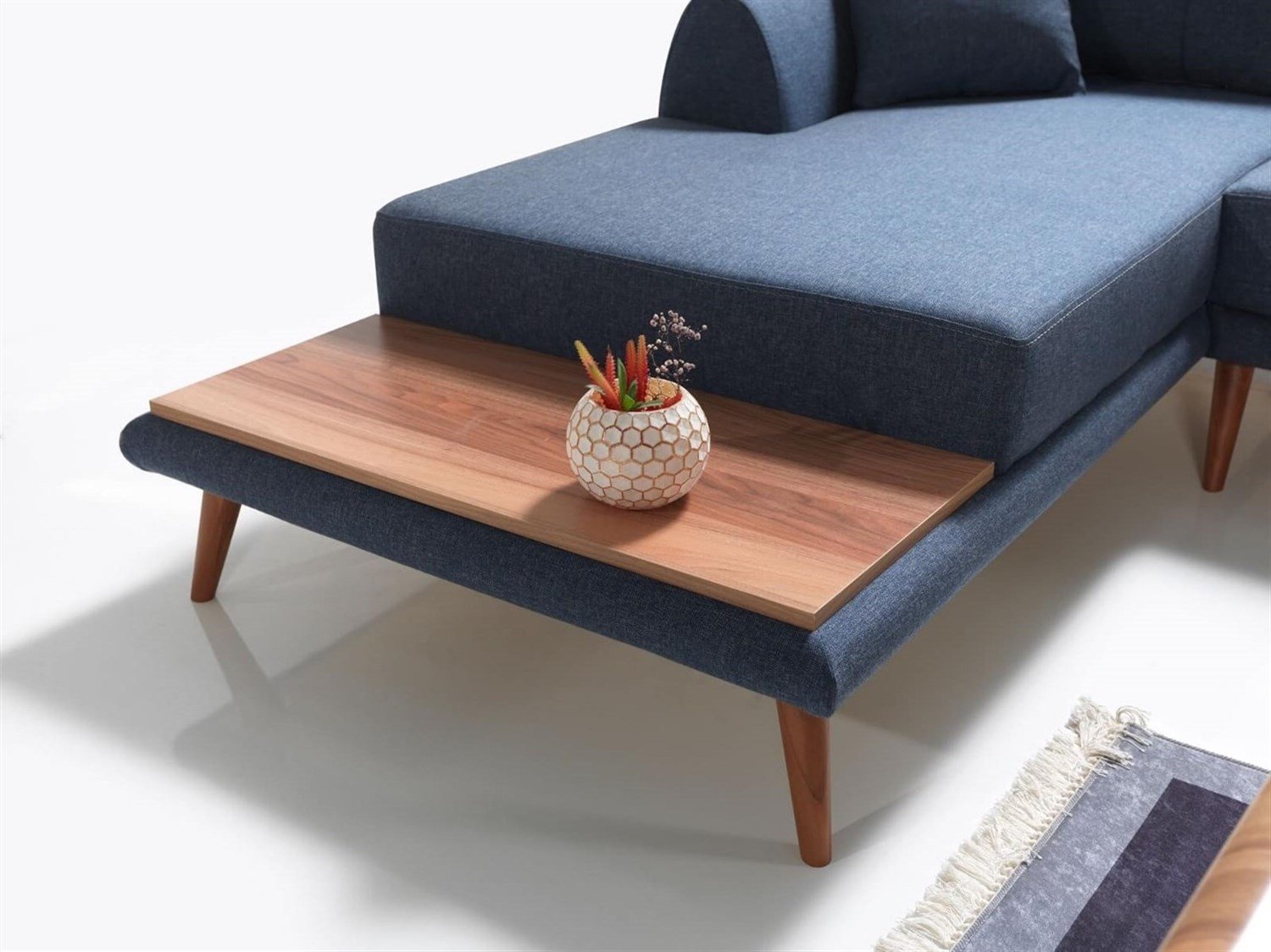 Dekorbizden Retro Köşe Koltuk Mavi