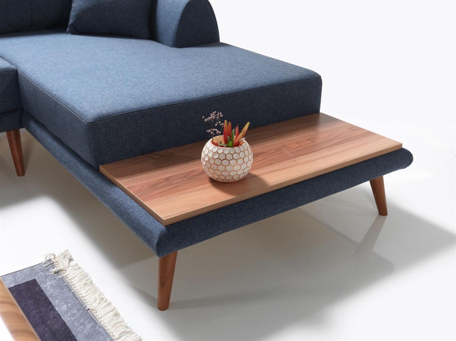 Dekorbizden Retro Köşe Koltuk Mavi