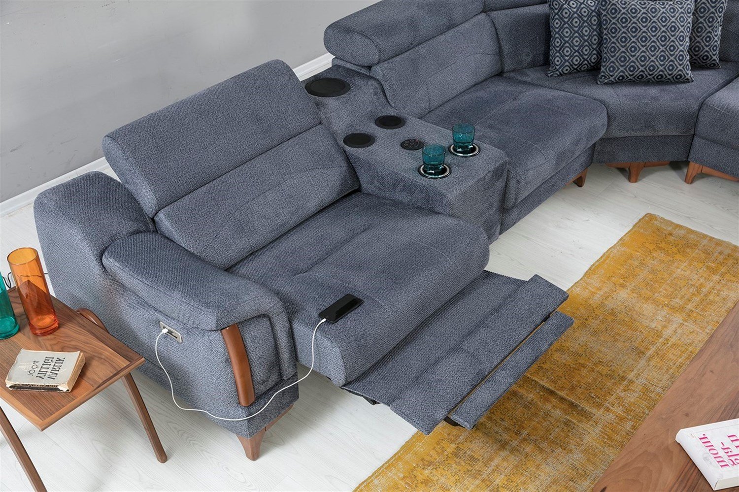 Dekorbizden Rio Ses Sistemli Köşe Koltuk Takımı Lina Kumaş