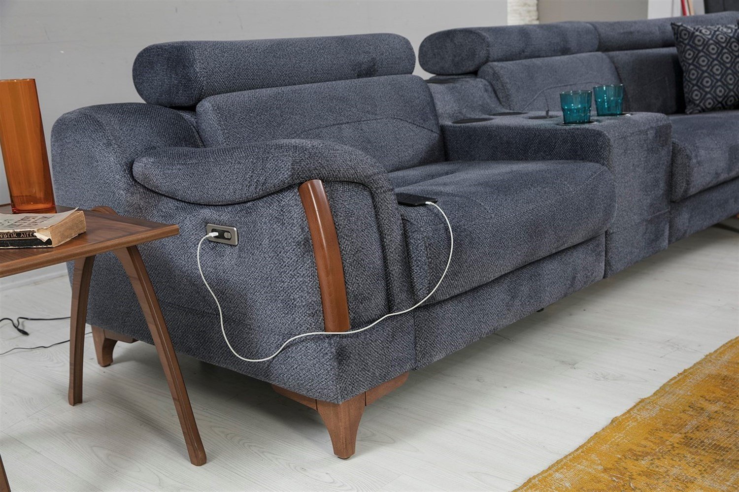 Dekorbizden Rio Ses Sistemli Köşe Koltuk Takımı Lina Kumaş