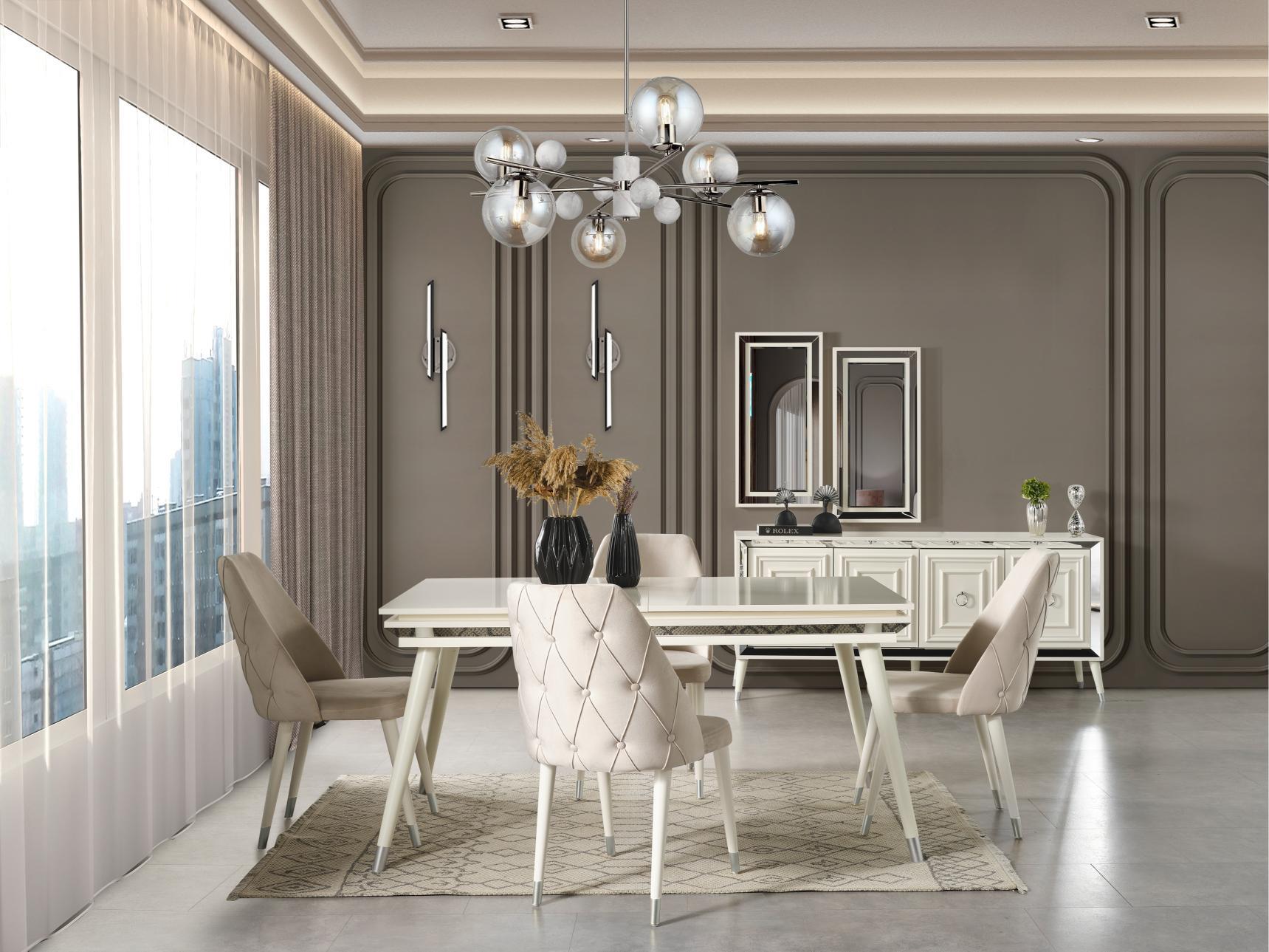 Dekorbizden Rosa Gümüş Yemek Odası Takımı 