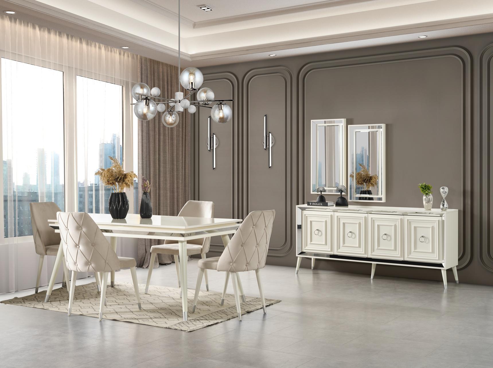 Dekorbizden Rosa Gümüş Yemek Odası Takımı 