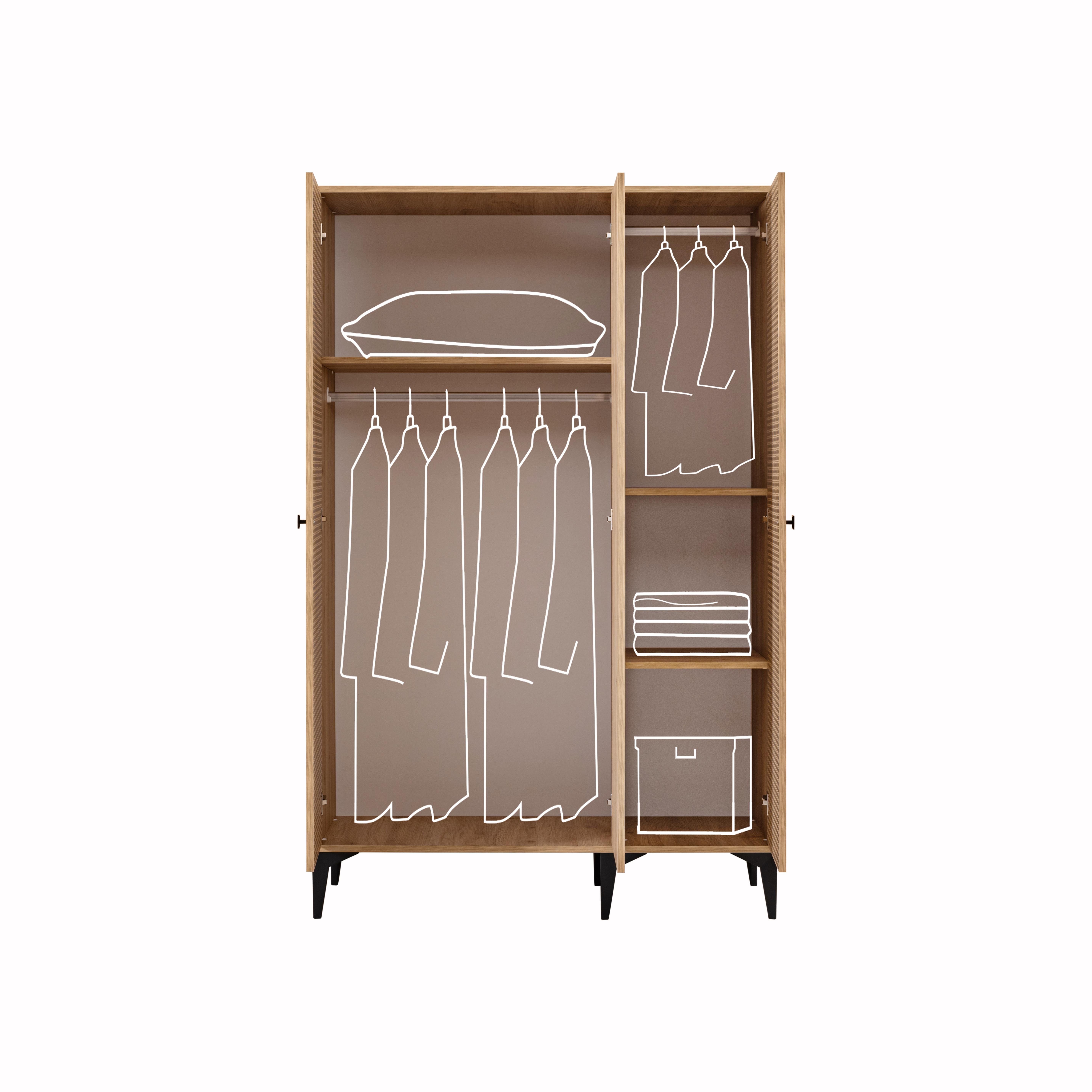 Dekorbizden Rustik Genç Odası 3 Kapılı Gardırop