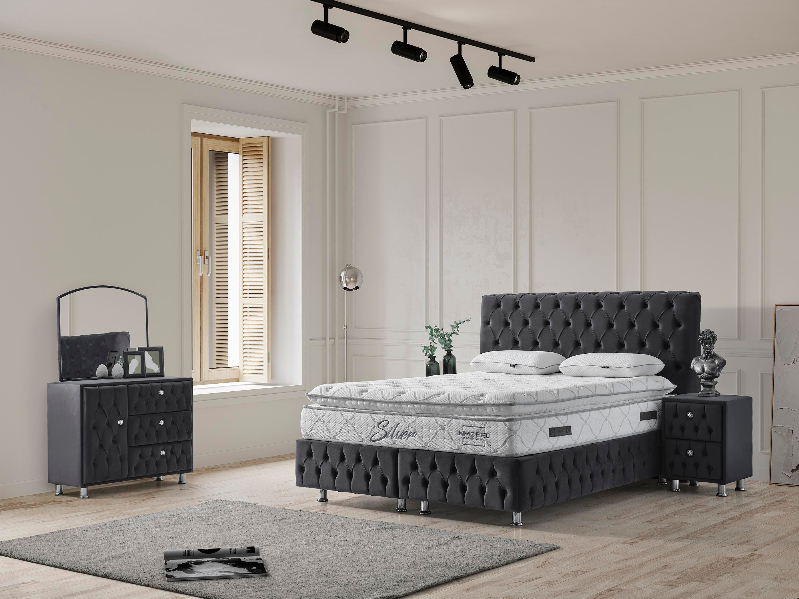 Dekorbizden Silver Set (Baza+Başlık+Yatak)