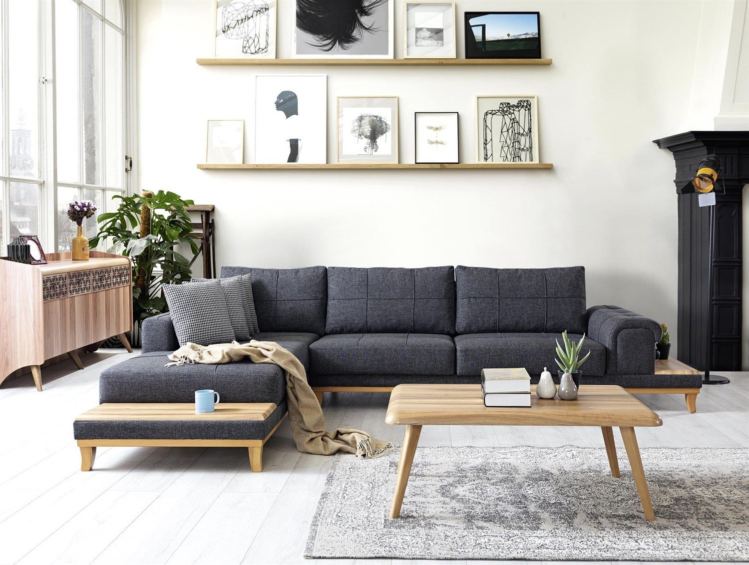 Dekorbizden Tempo Köşe Koltuk Antrasit Keten