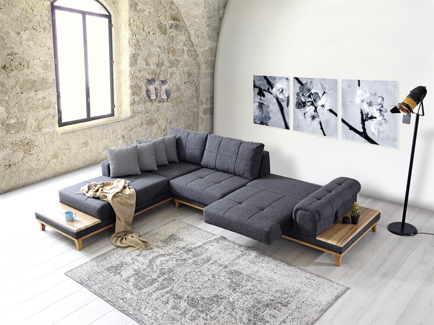 Dekorbizden Tempo Köşe Koltuk Antrasit Keten