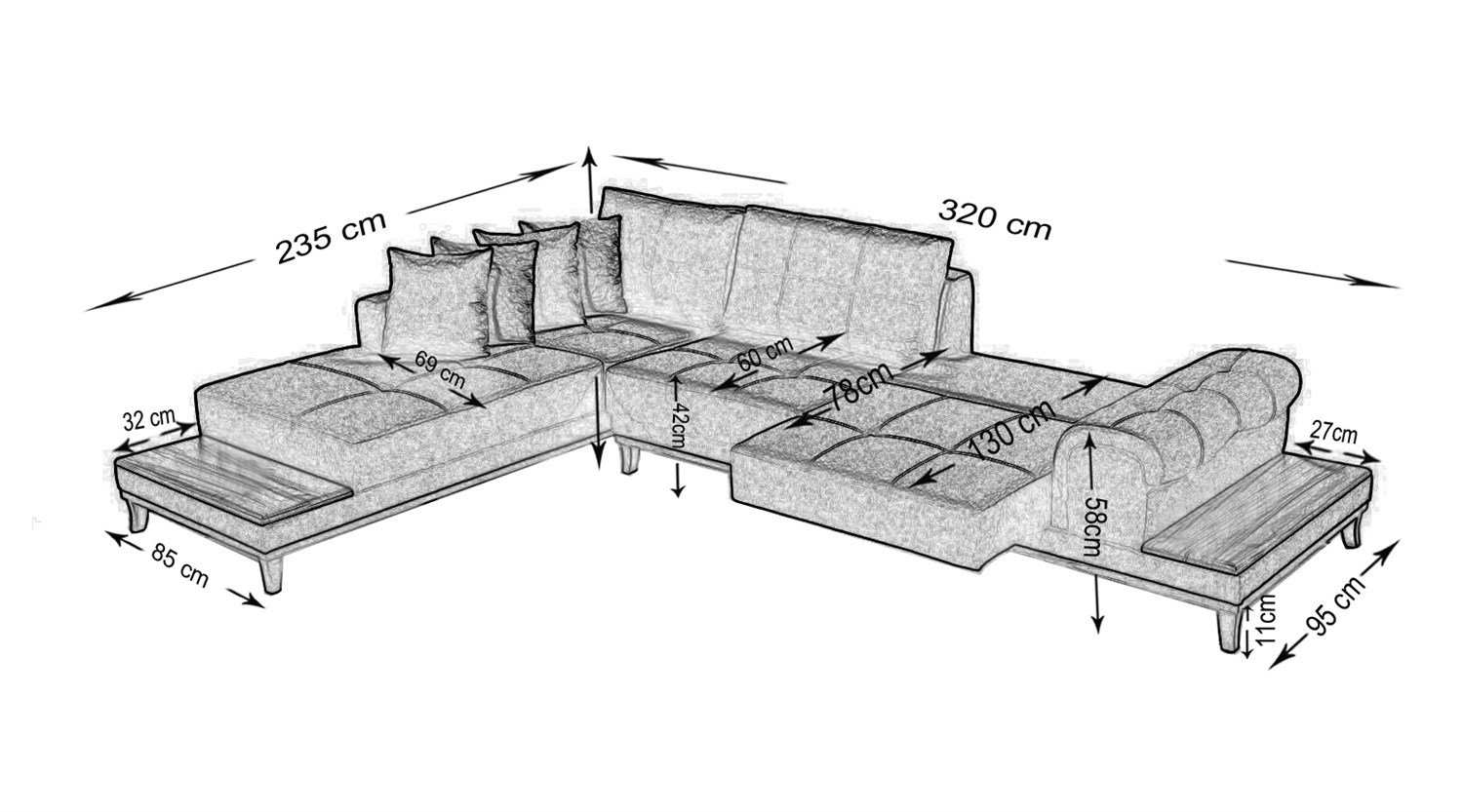 Dekorbizden Tempo Köşe Koltuk Antrasit Keten