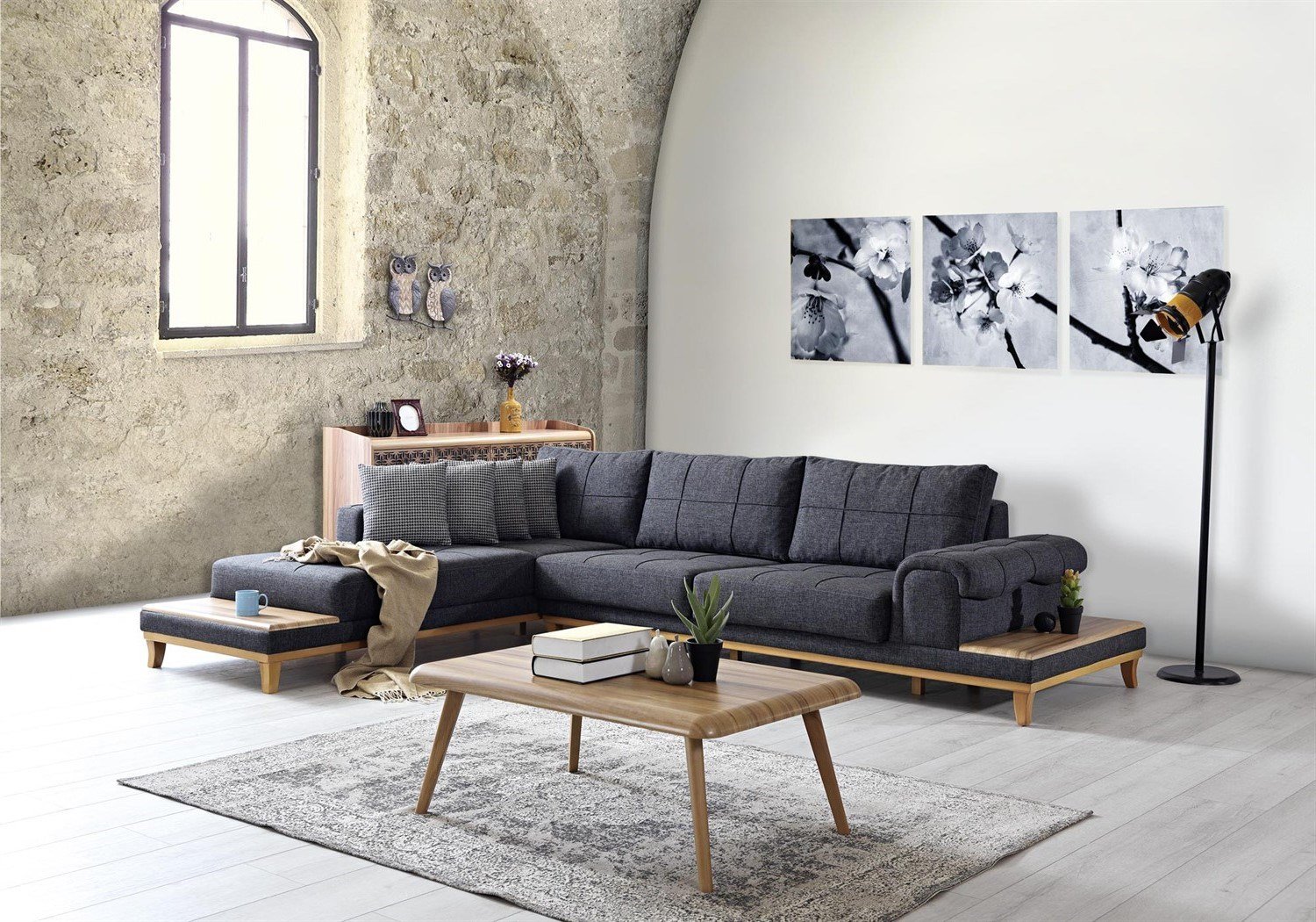 Dekorbizden Tempo Köşe Koltuk Antrasit Keten