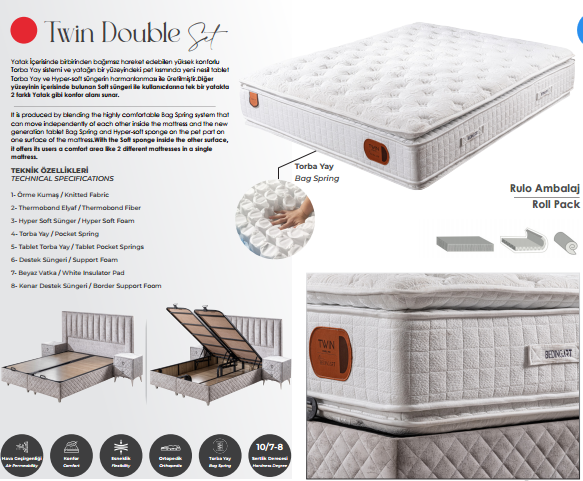 Dekorbizden Twin Double Karyola Set 