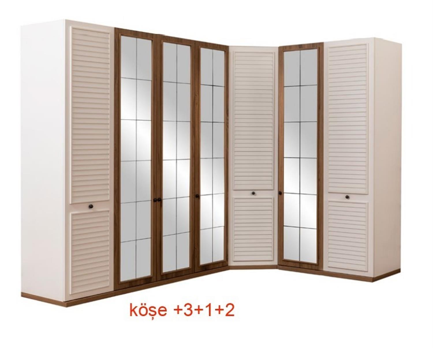 Dekorbizden Verona Yatak Odası Köşe Gardırop Beyaz