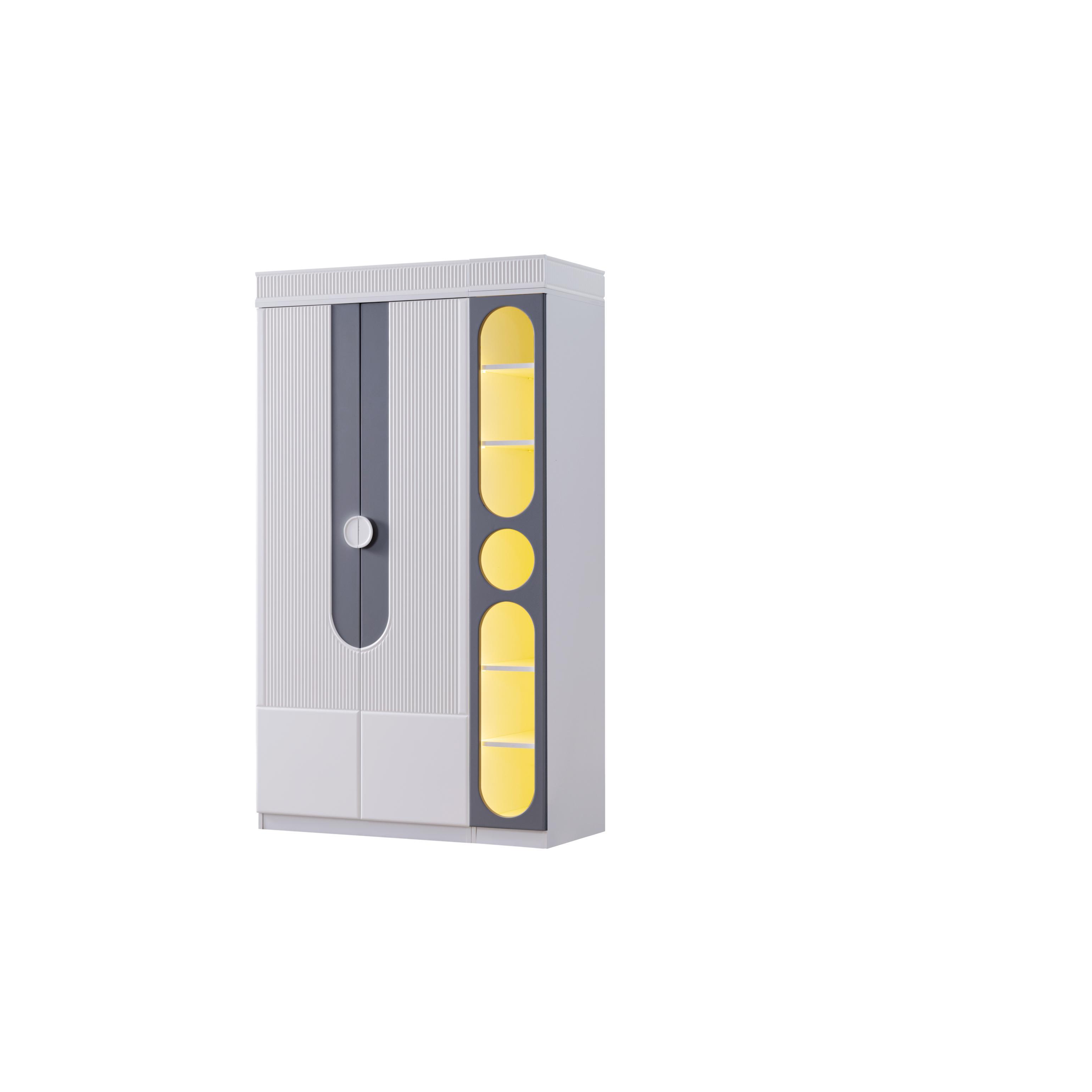 Dekorbizden Vira Gri Bebek Odası Kitaplıklı Gardırop