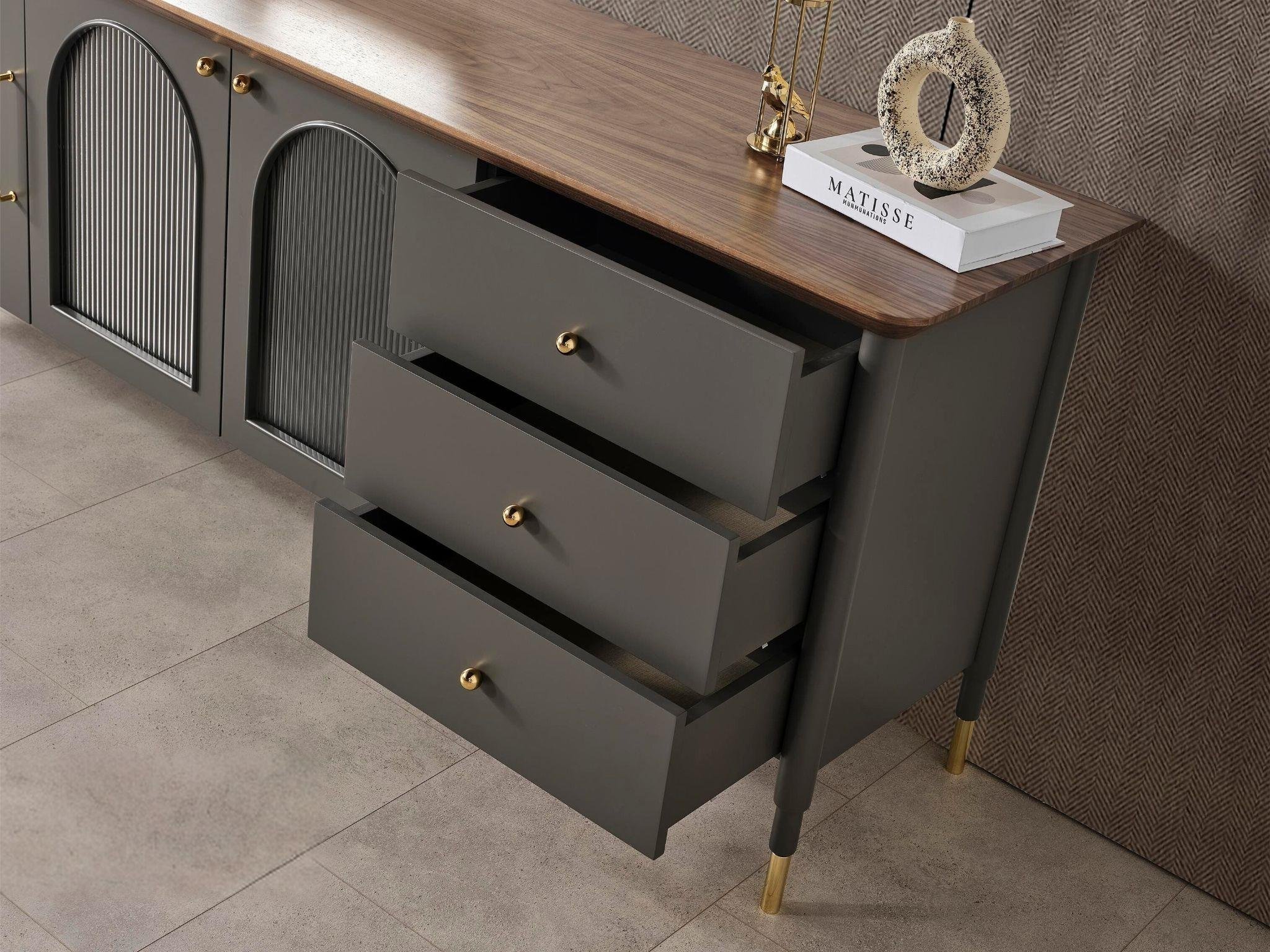 Dekorbizden Yıldız Yemek Odası Takımı (Antrasit)