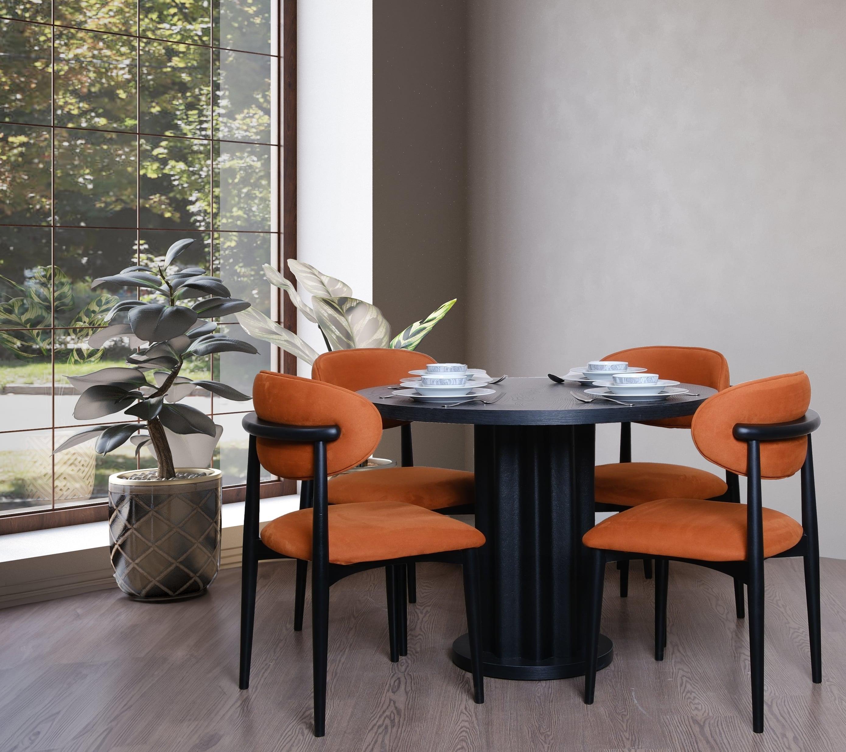 Dekorbizden Yuvarlak Siyah Yemek Masası