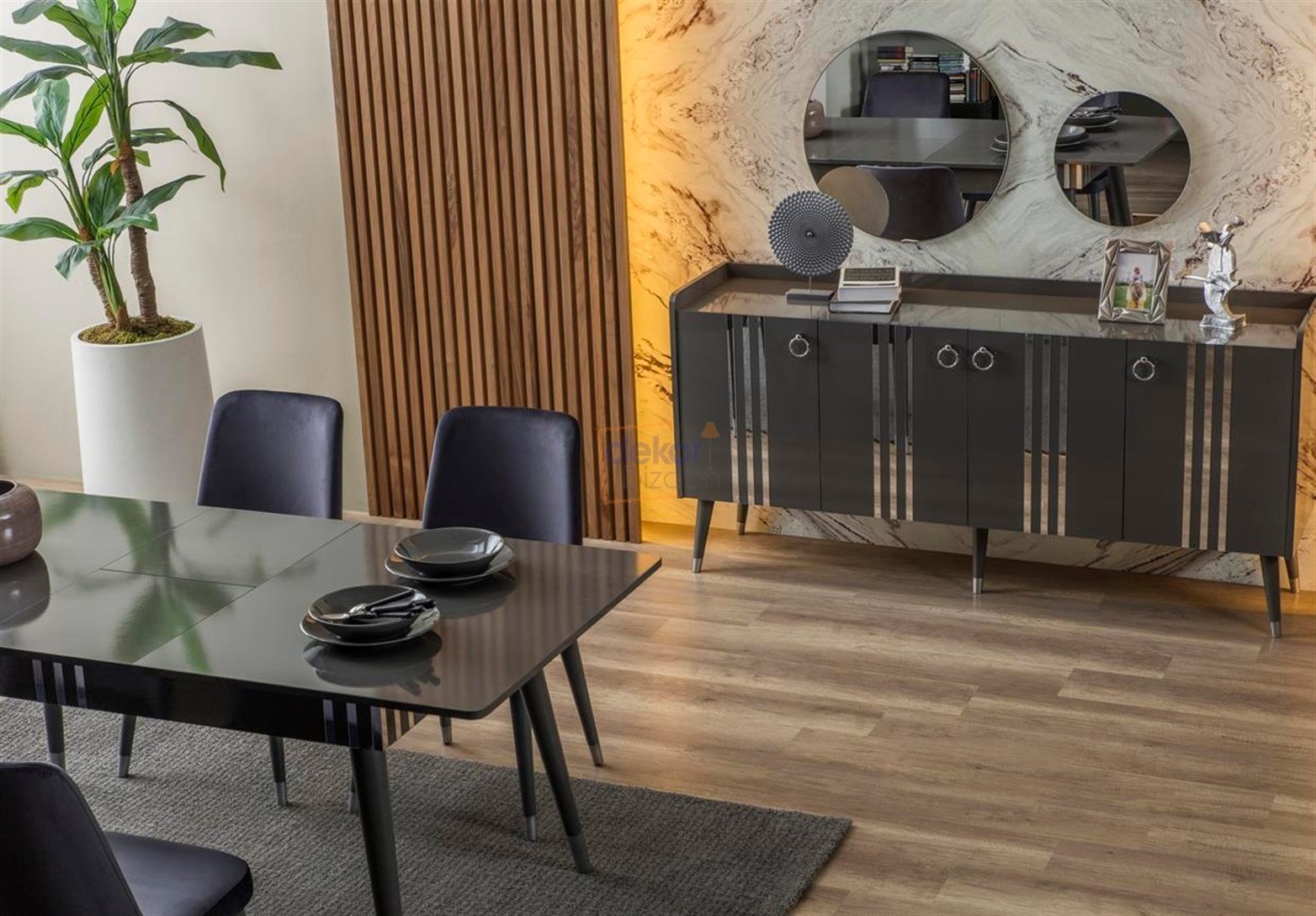 Lotus Yemek Odası Takımı Antrasit