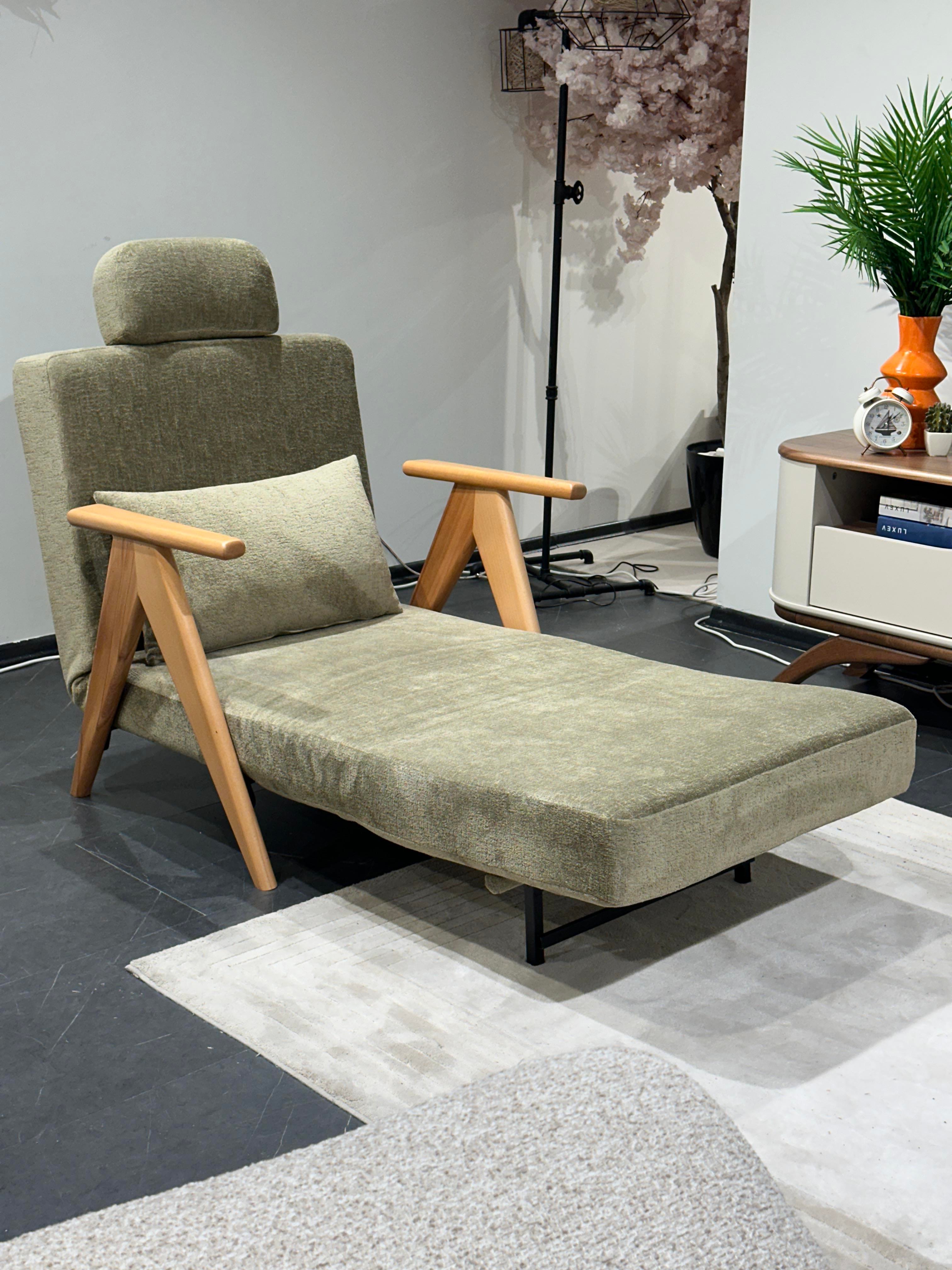 Medi Katlanır Yataklı Berjer ( Bej )