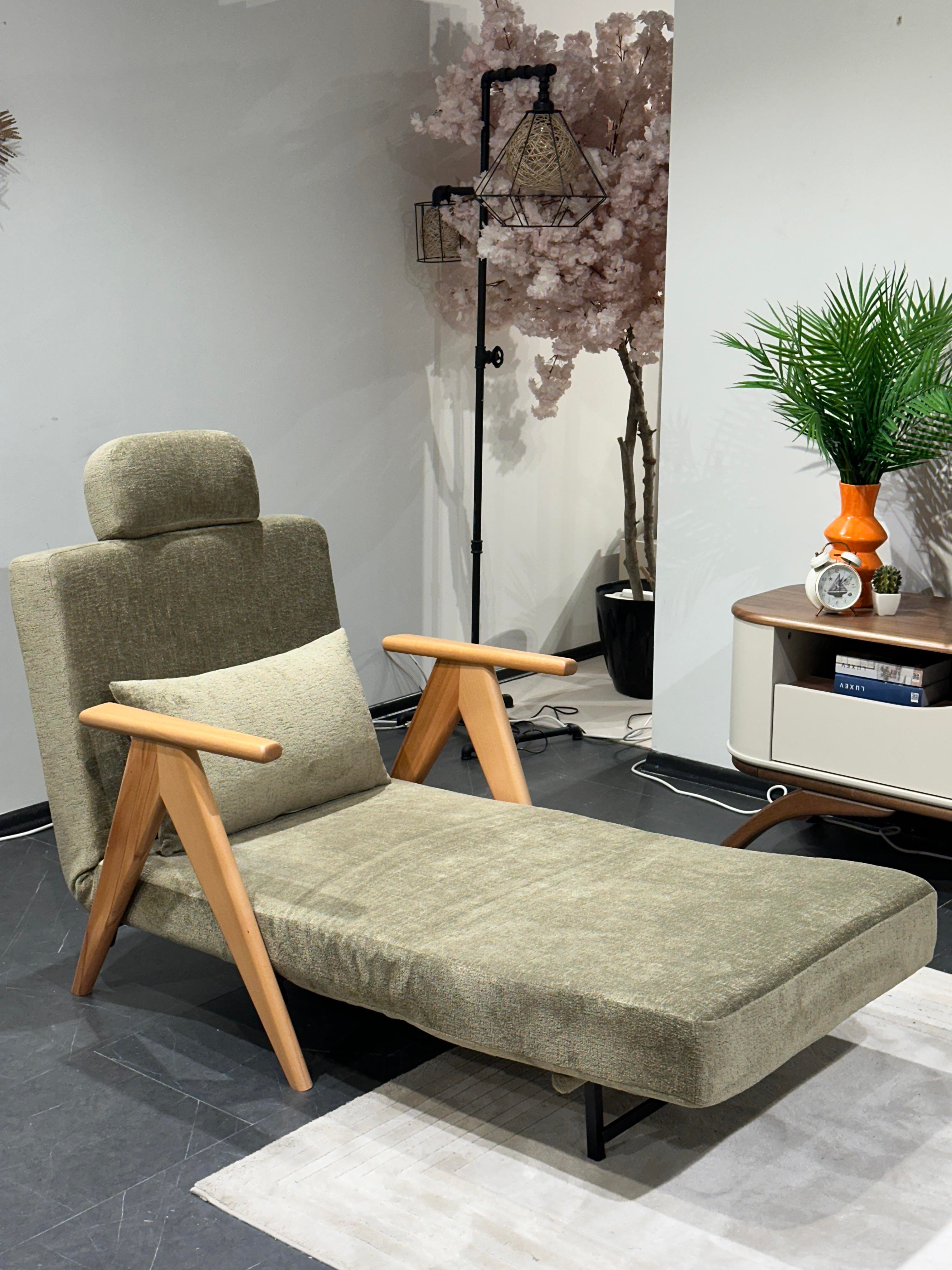 Medi Katlanır Yataklı Berjer ( Bej )