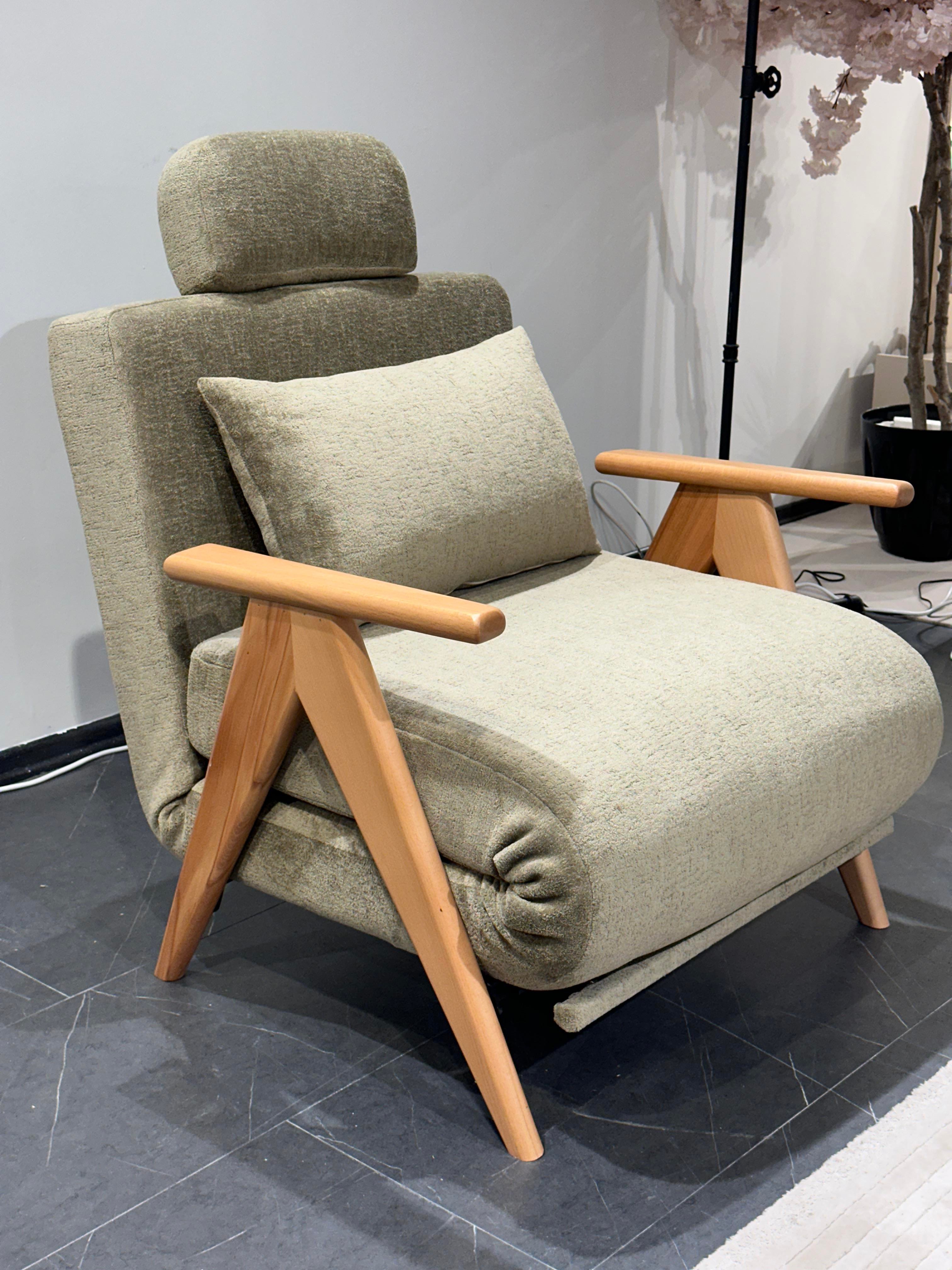 Medi Katlanır Yataklı Berjer ( Bej )