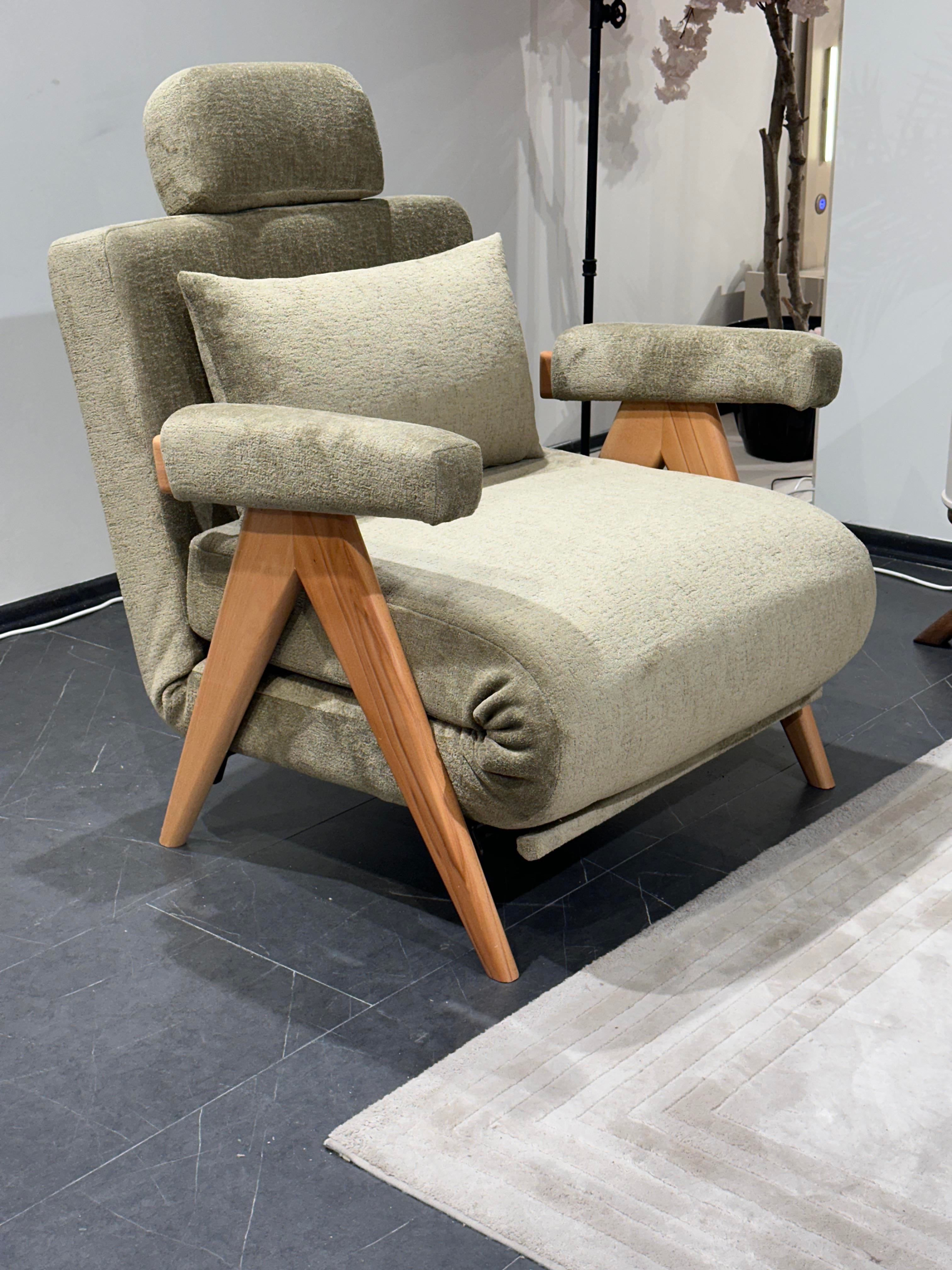 Medi Katlanır Yataklı Berjer ( Bej )