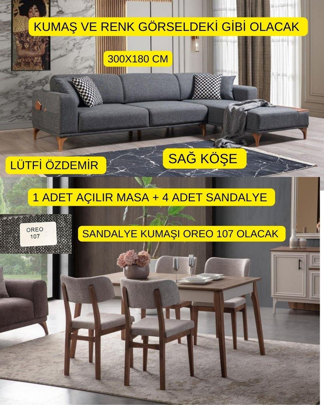Moda Köşe koltuk ve Malta masa sandalye 