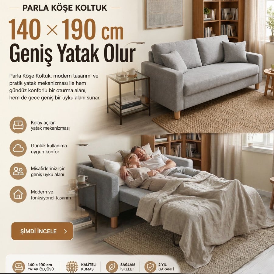 Parla Yataklı 2 li Kanepe 