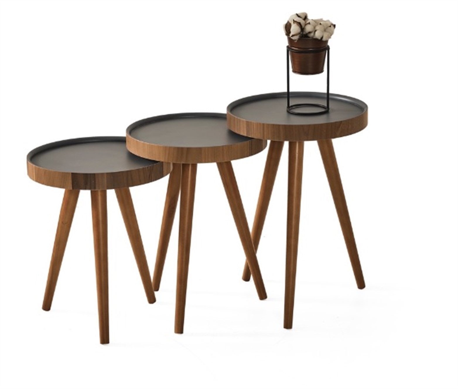 Polen Ceviz Antrasit Zigon Sehpa