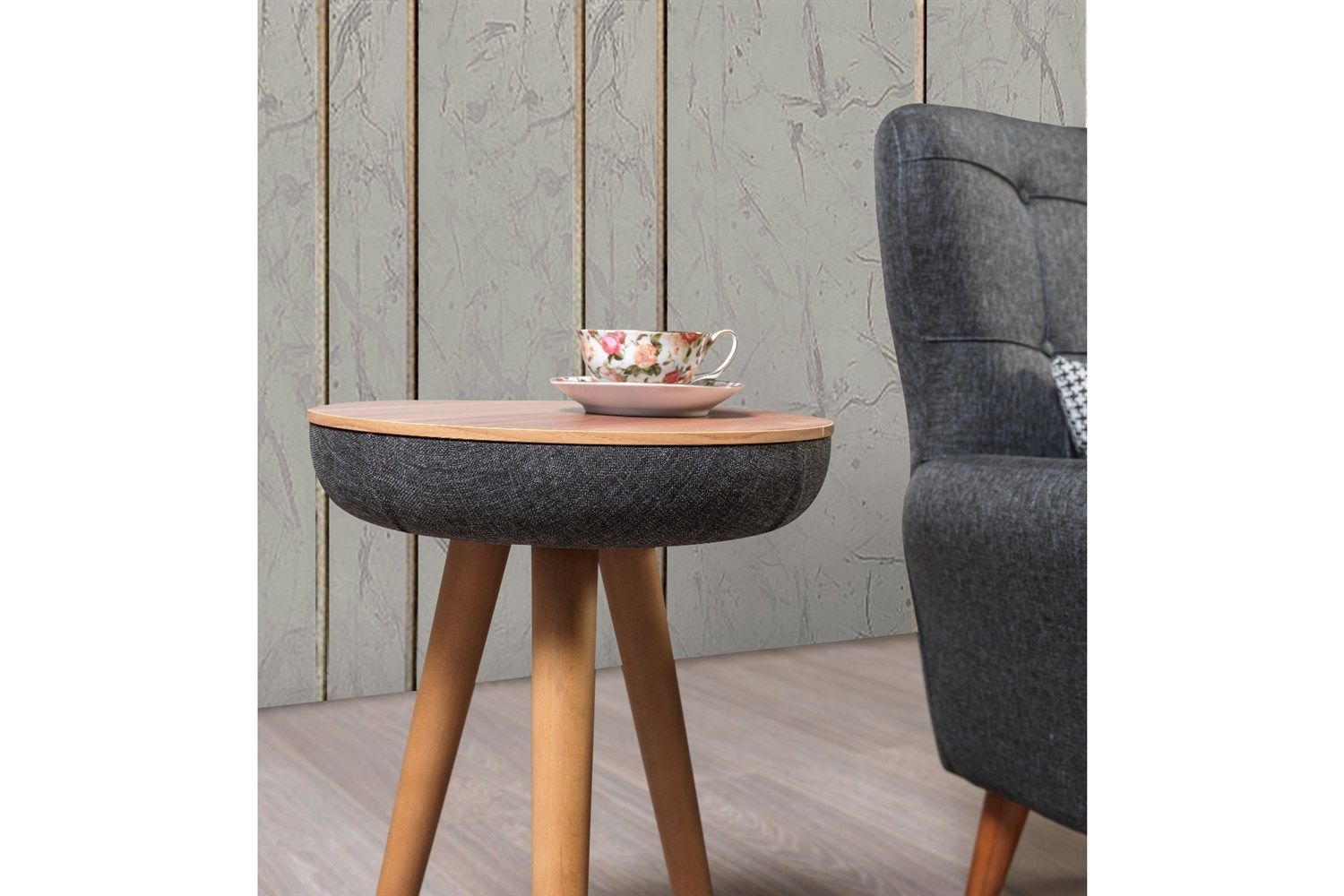 Retro Dekor Yan Sehpa Antrasit