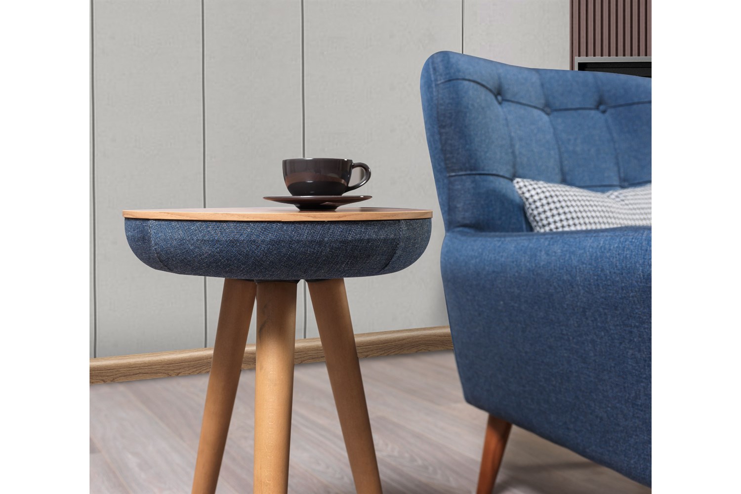 Retro Dekor Yan Sehpa Lacivert